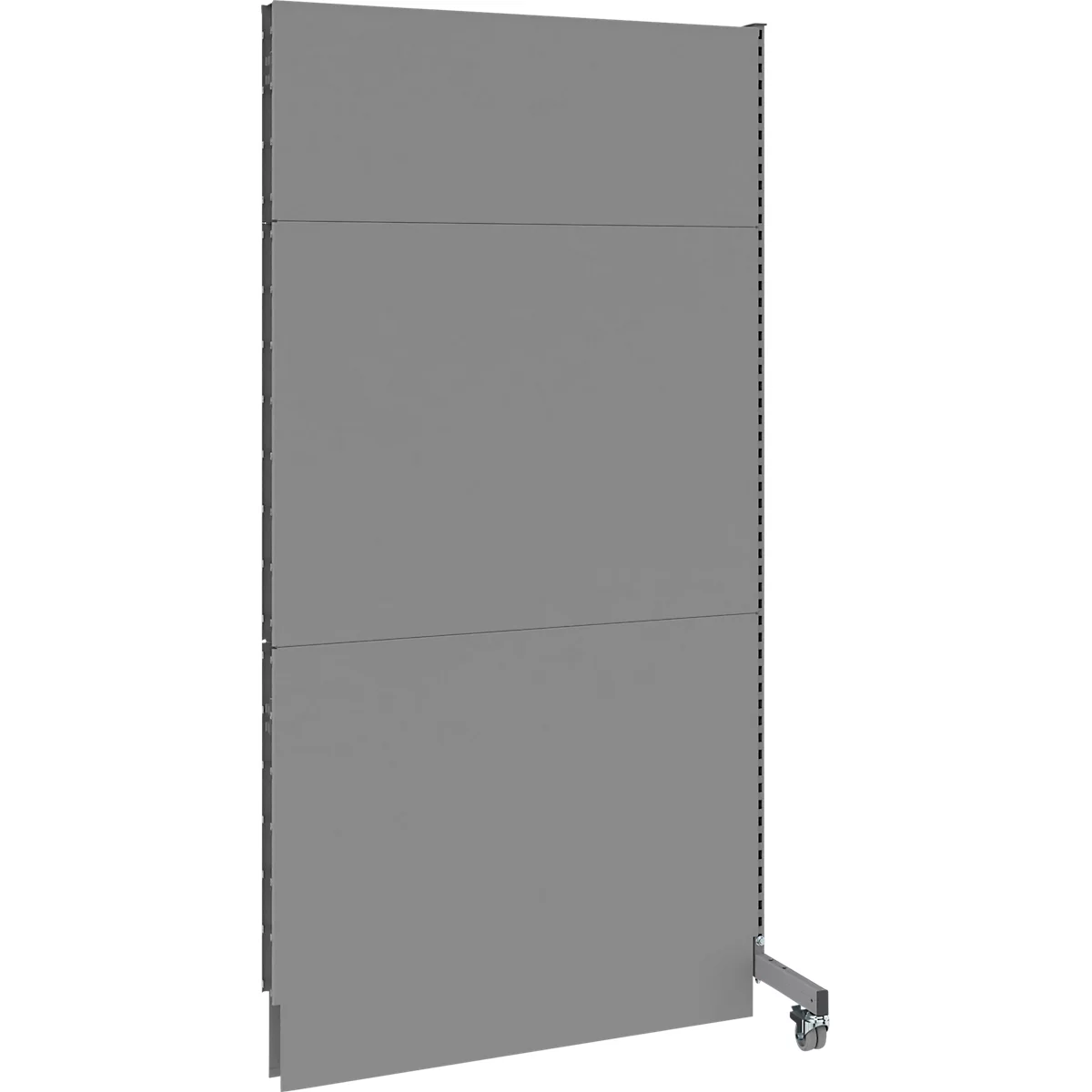 Schäfer Shop Select geluidsisolerende scheidingswand, mobiel, aanbouwpaneel, met 1 steun &amp; 1 voet met dubbele wielen, B 1250 x D 740 x H 2500 mm, stofgrijs RAL 7037