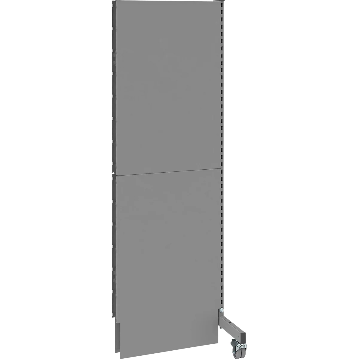 Schäfer Shop Select geluidsisolerende scheidingswand, mobiel, aanbouwpaneel, met 1 steun &amp; 1 voet met dubbele wielen, B 625 x D 740 x H 2000 mm, stofgrijs RAL 7037