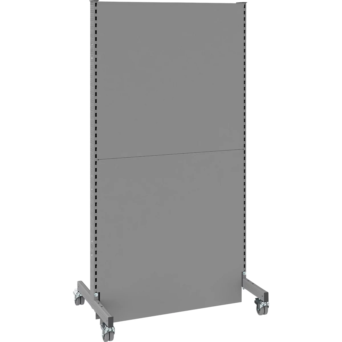Schäfer Shop Select geluidsisolerende scheidingswand, mobiel, basispaneel, met 2 poten &amp; dubbele wielen, B 1000 x D 740 x H 2000 mm, stofgrijs RAL 7037
