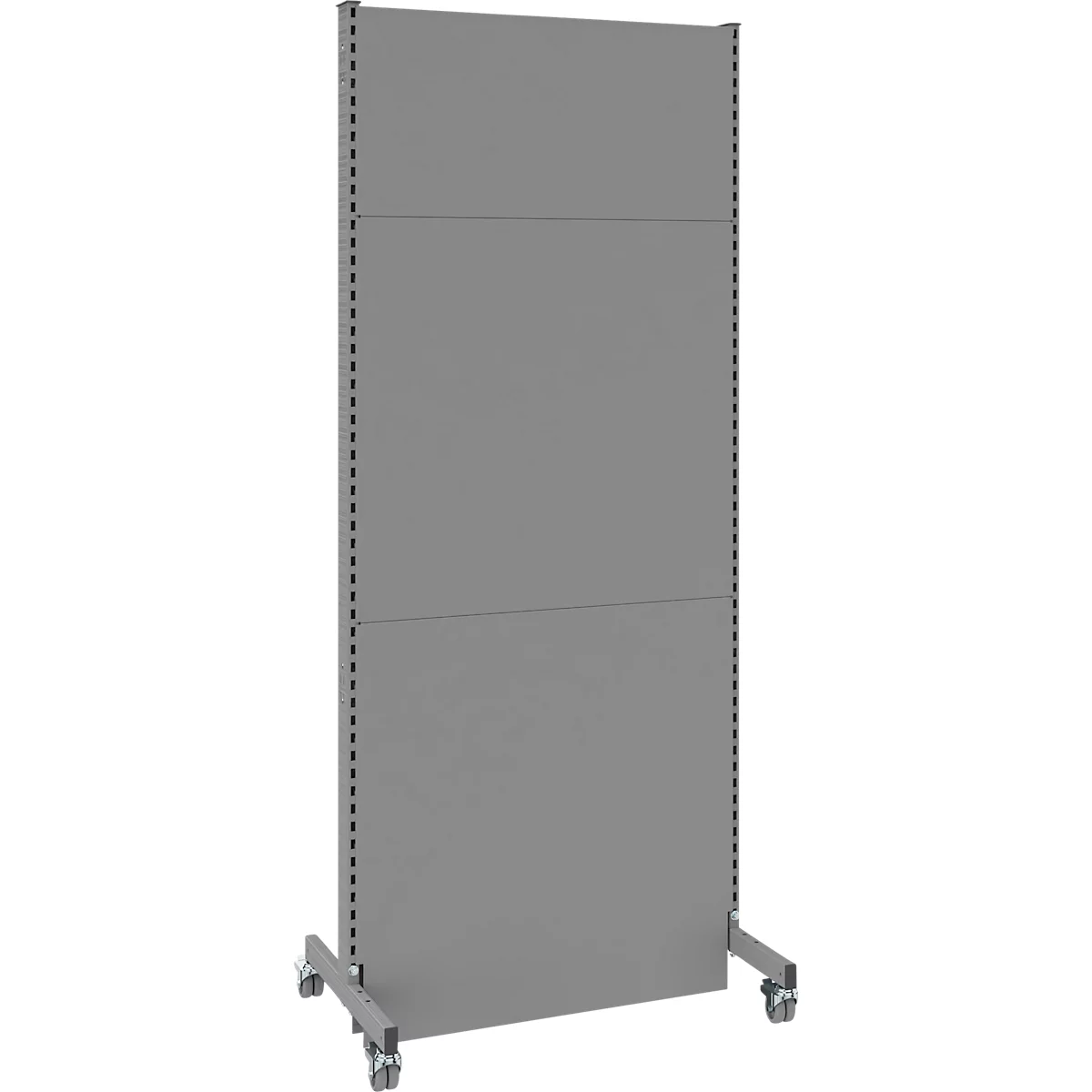 Schäfer Shop Select geluidsisolerende scheidingswand, mobiel, basispaneel, met 2 poten &amp; dubbele wielen, B 1000 x D 740 x H 2500 mm, stofgrijs RAL 7037