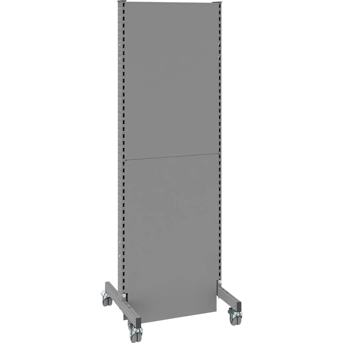 Schäfer Shop Select geluidsisolerende scheidingswand, mobiel, basispaneel, met 2 poten &amp; dubbele wielen, B 625 x D 740 x H 2000 mm, stofgrijs RAL 7037