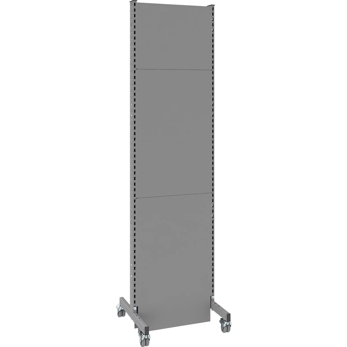 Schäfer Shop Select geluidsisolerende scheidingswand, mobiel, basispaneel, met 2 poten &amp; dubbele wielen, B 625 x D 740 x H 2500 mm, stofgrijs RAL 7037