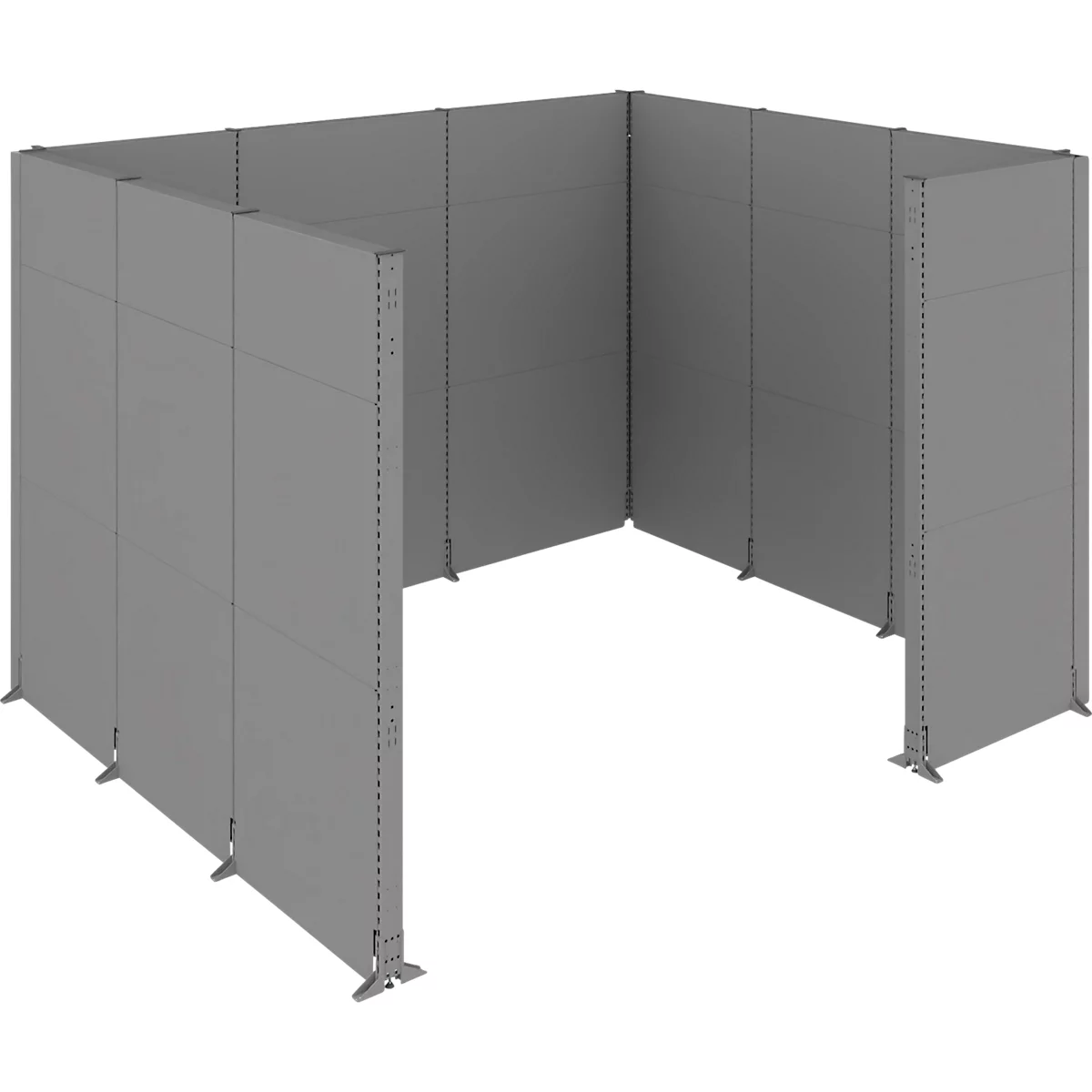 Schäfer Shop Select geluidsisolerende scheidingswand ruimte, 4 x 1-zijdige akoestische wanden, totale afmetingen B 3730 x D 3230 x H 2500 mm, stofgrijs RAL 7037