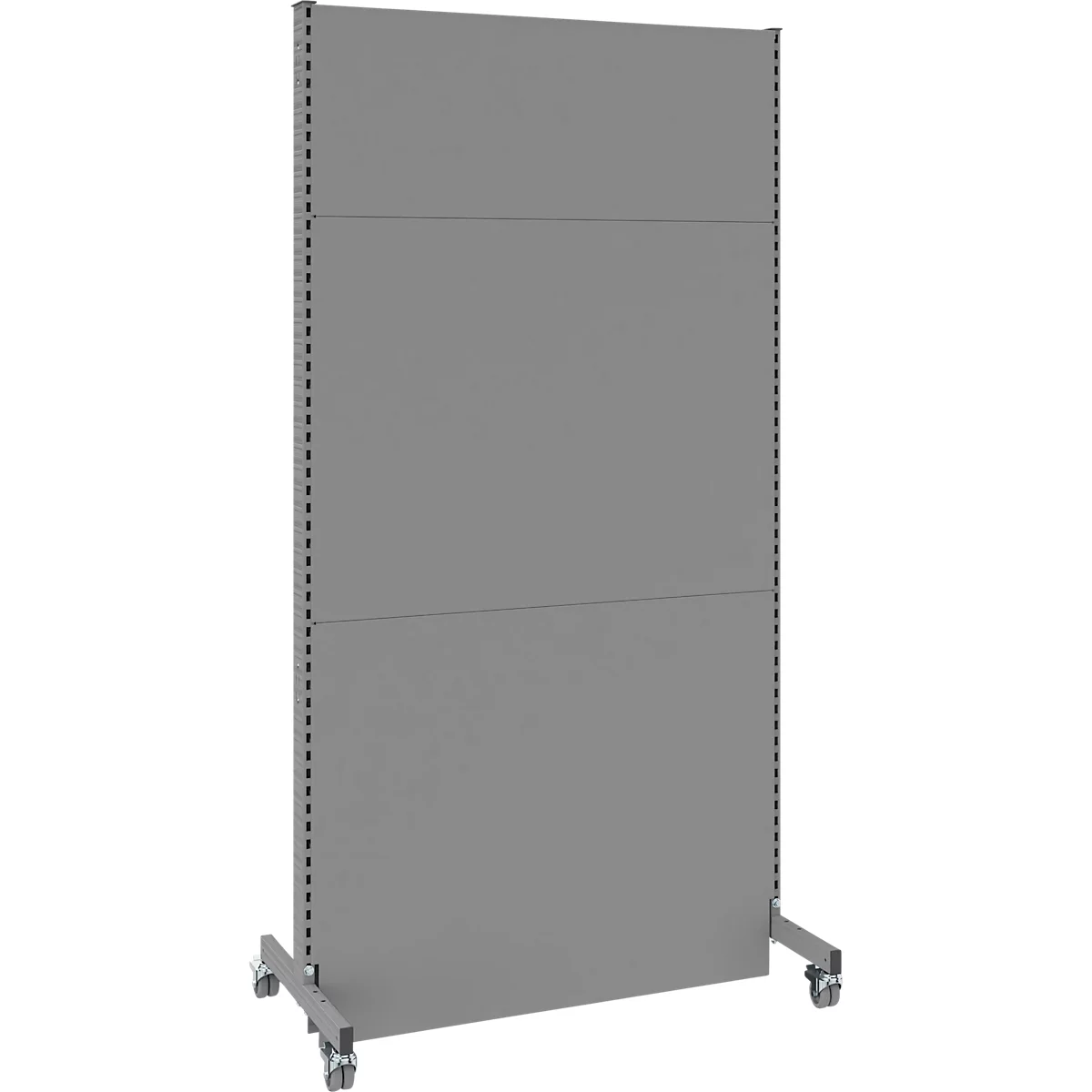 Schäfer Shop Select geluidsisolerende scheidingswand, verrijdbaar, basispaneel, met 2 poten &amp; dubbele wielen, B 1250 x D 740 x H 2500 mm, stofgrijs RAL 7037