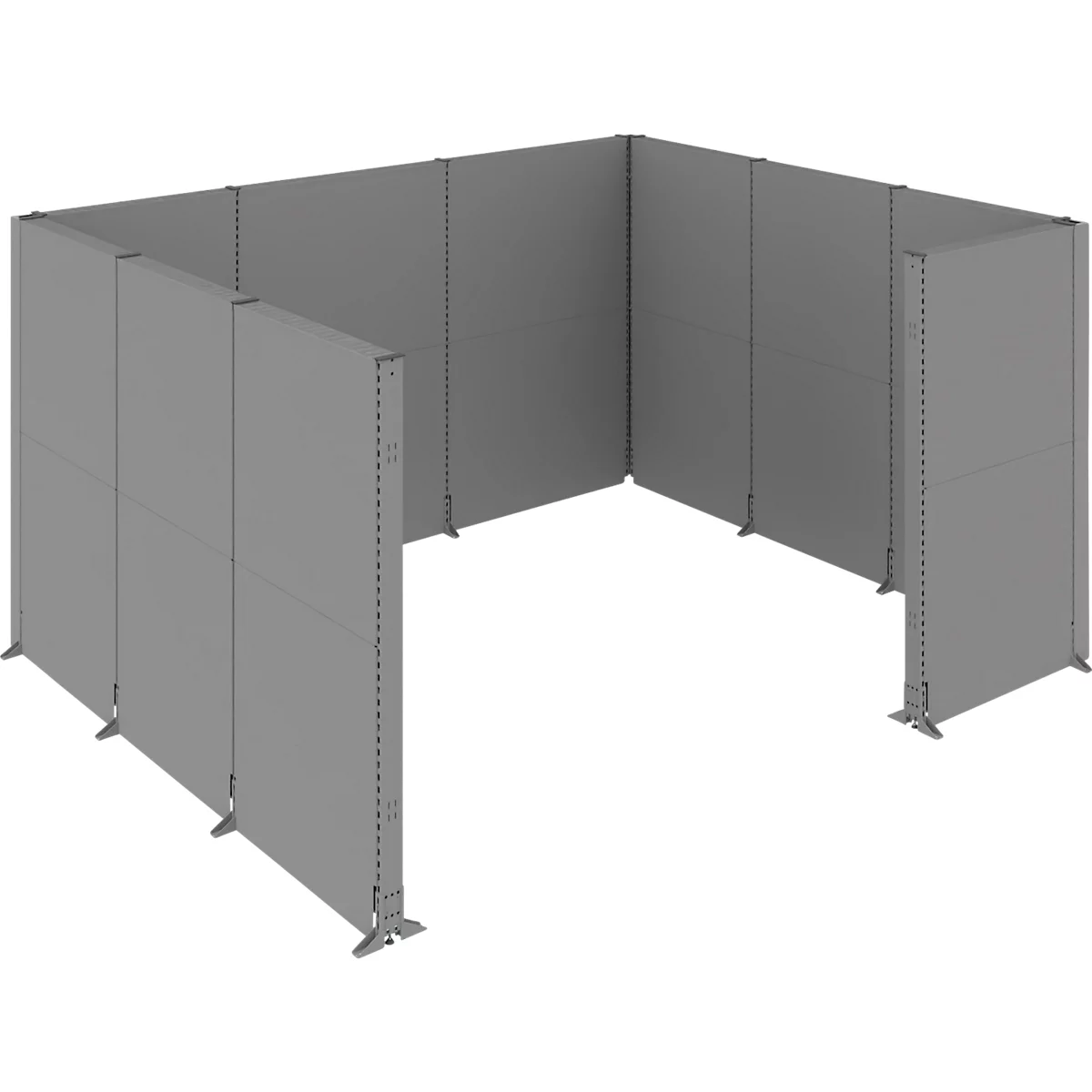 Schäfer Shop Select geluidswerende scheidingswand ruimte, 4 x 1-zijdige akoestische wanden, totale afmetingen B 3730 x D 3230 x H 2000 mm, stofgrijs RAL 7037