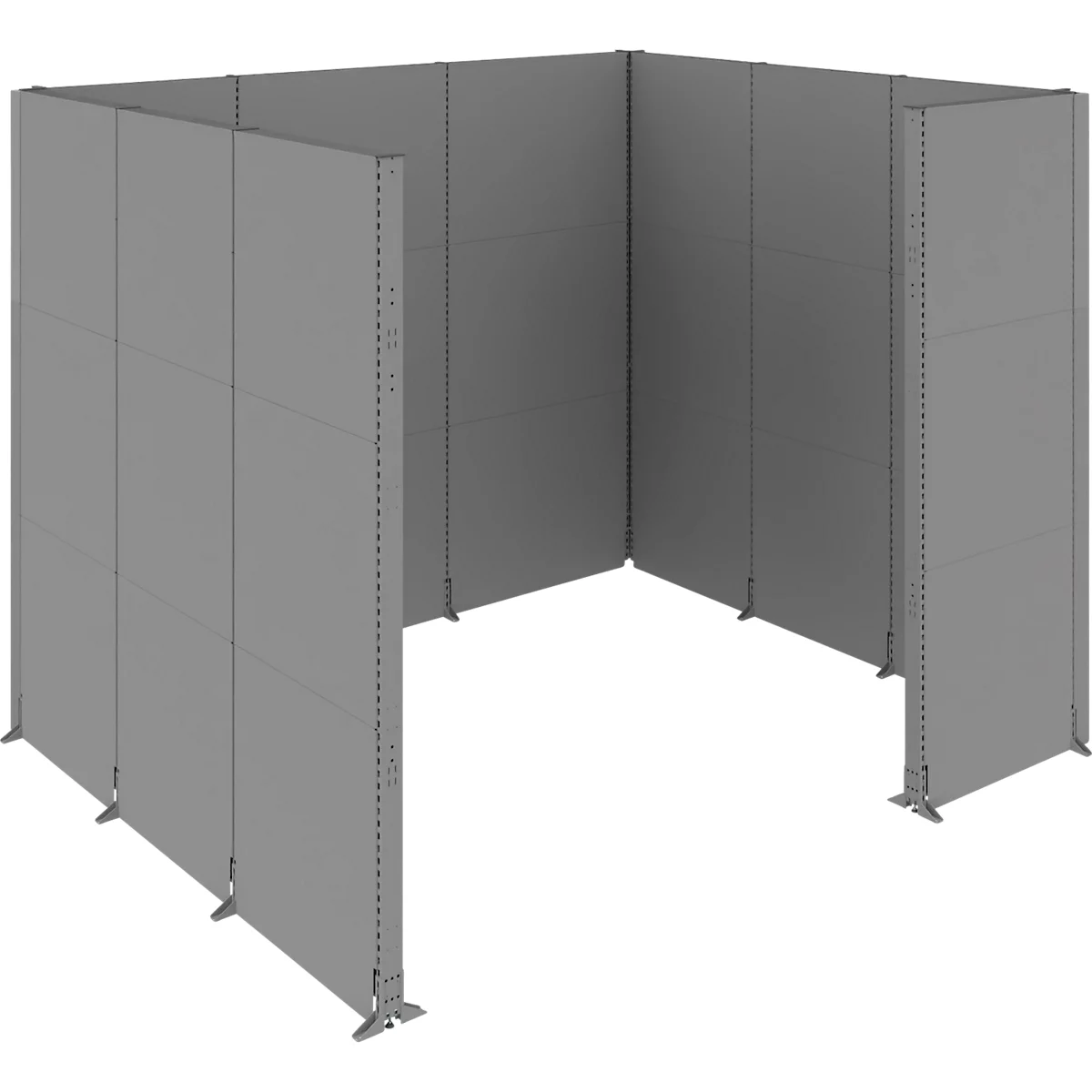 Schäfer Shop Select geluidswerende scheidingswand ruimte, 4 x 1-zijdige akoestische wanden, totale afmetingen B 3730 x D 3230 x H 2960 mm, stofgrijs RAL 7037