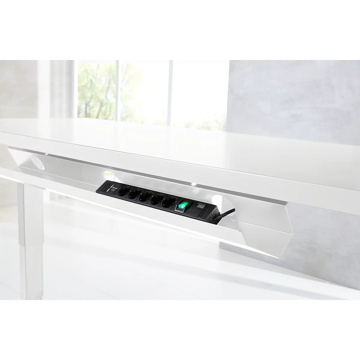 Schäfer Shop Select Guide-câbles, métal, pour éléments de bureau à réglage électrique de la hauteur rabattable, blanc