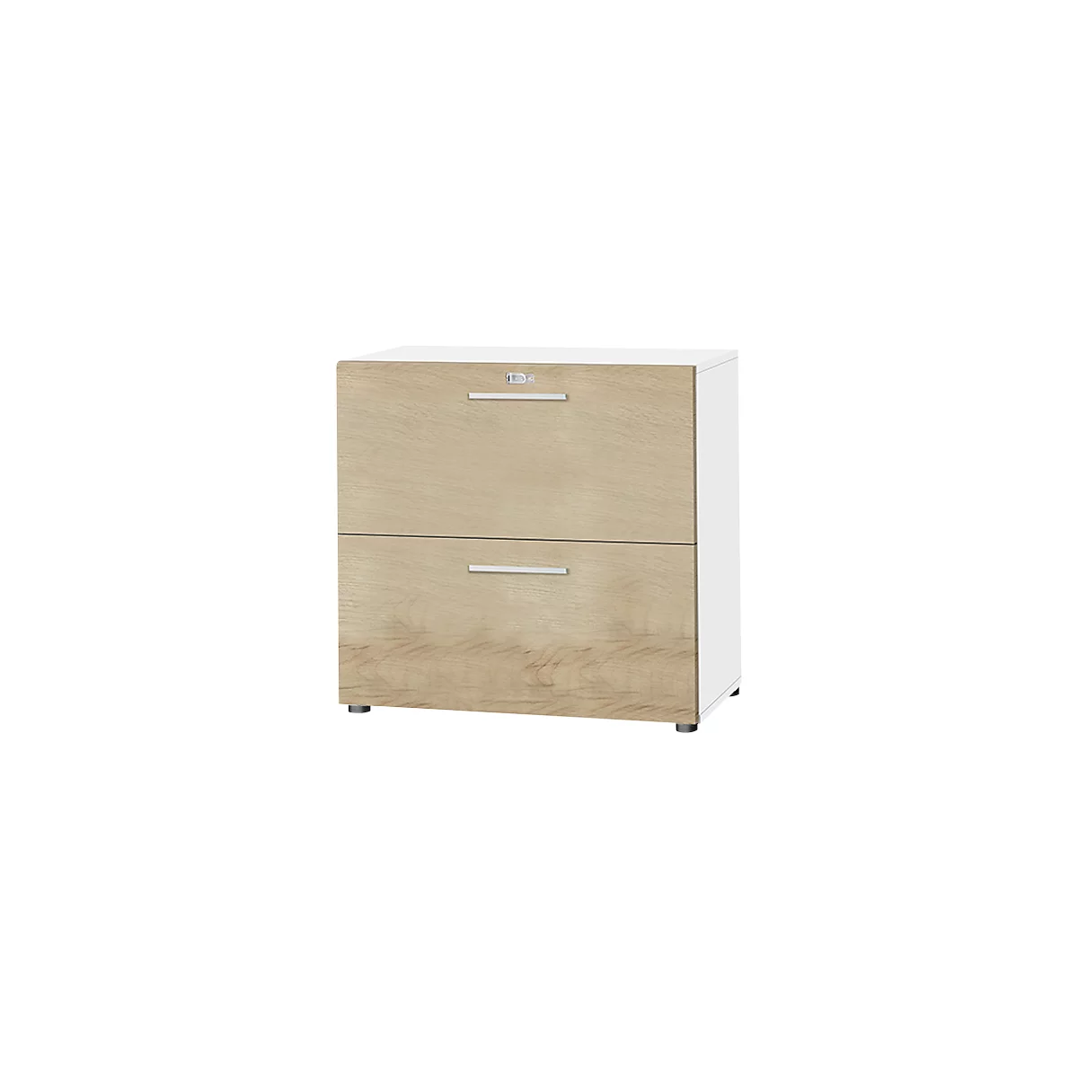 Schäfer Shop Select Hängeregistraturschrank SET UP, 2 HR-Schübe, abschließbar, B 800 x T 420 x H 744 mm, weiß/eiche 