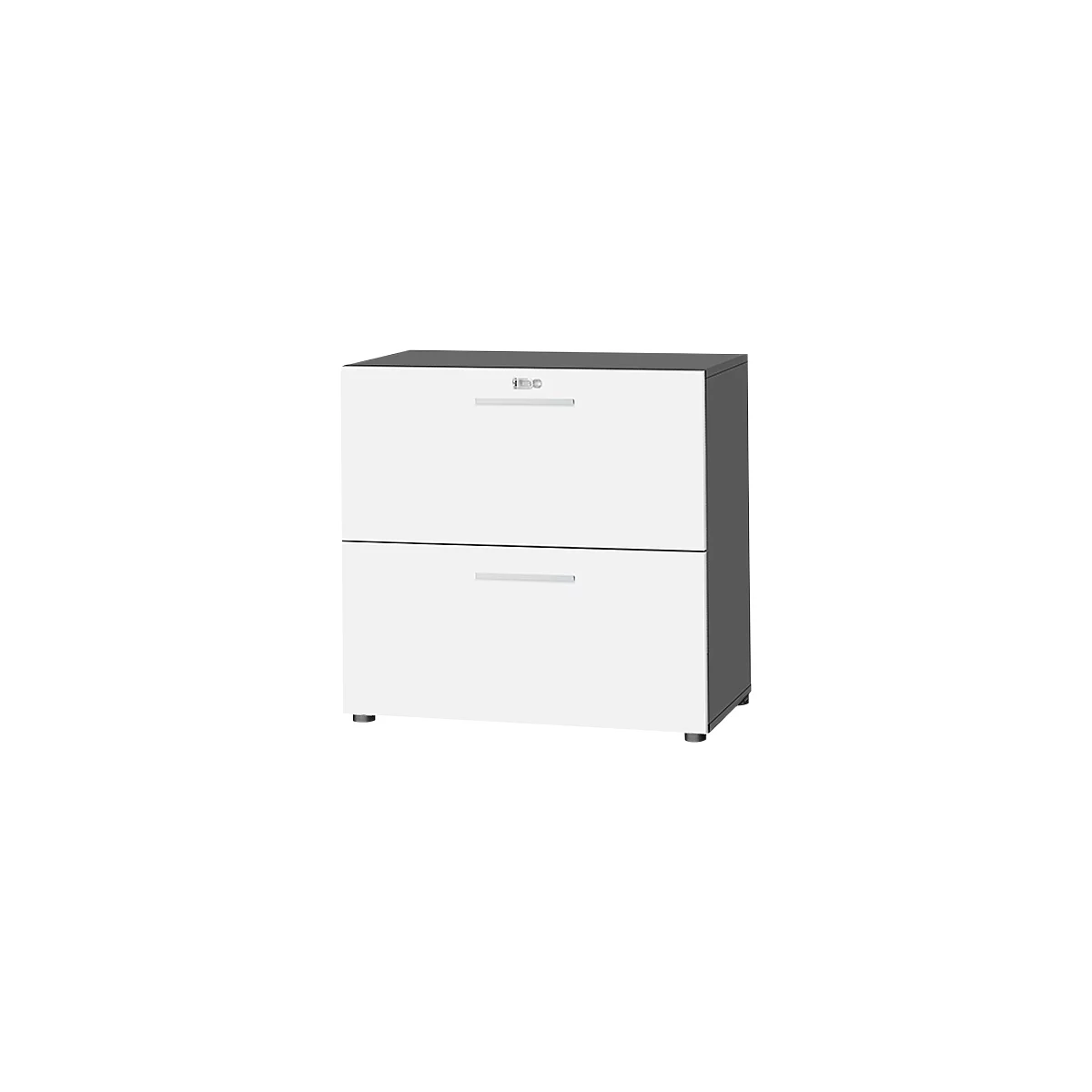 Schäfer Shop Select Hängeregistraturschrank SET UP, 2 HR-Schübe, abschließbar, B 800 x T 420 x H 788 mm, graphit/weiß