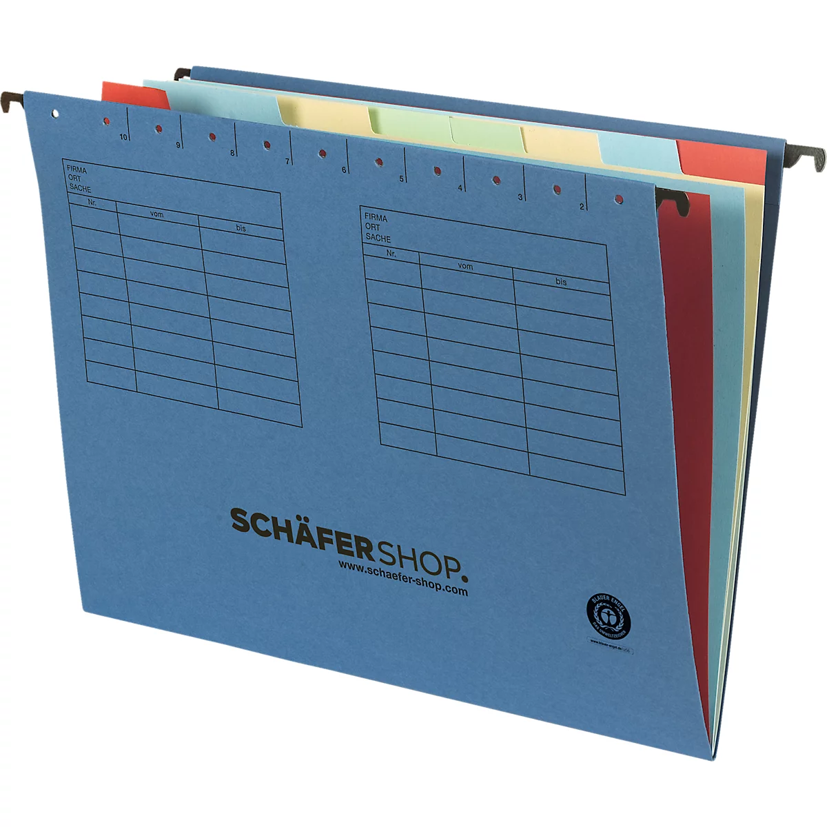 Schäfer Shop Select hangmap met vakken, voor formaten tot A4, karton, blauw, 5 stuks