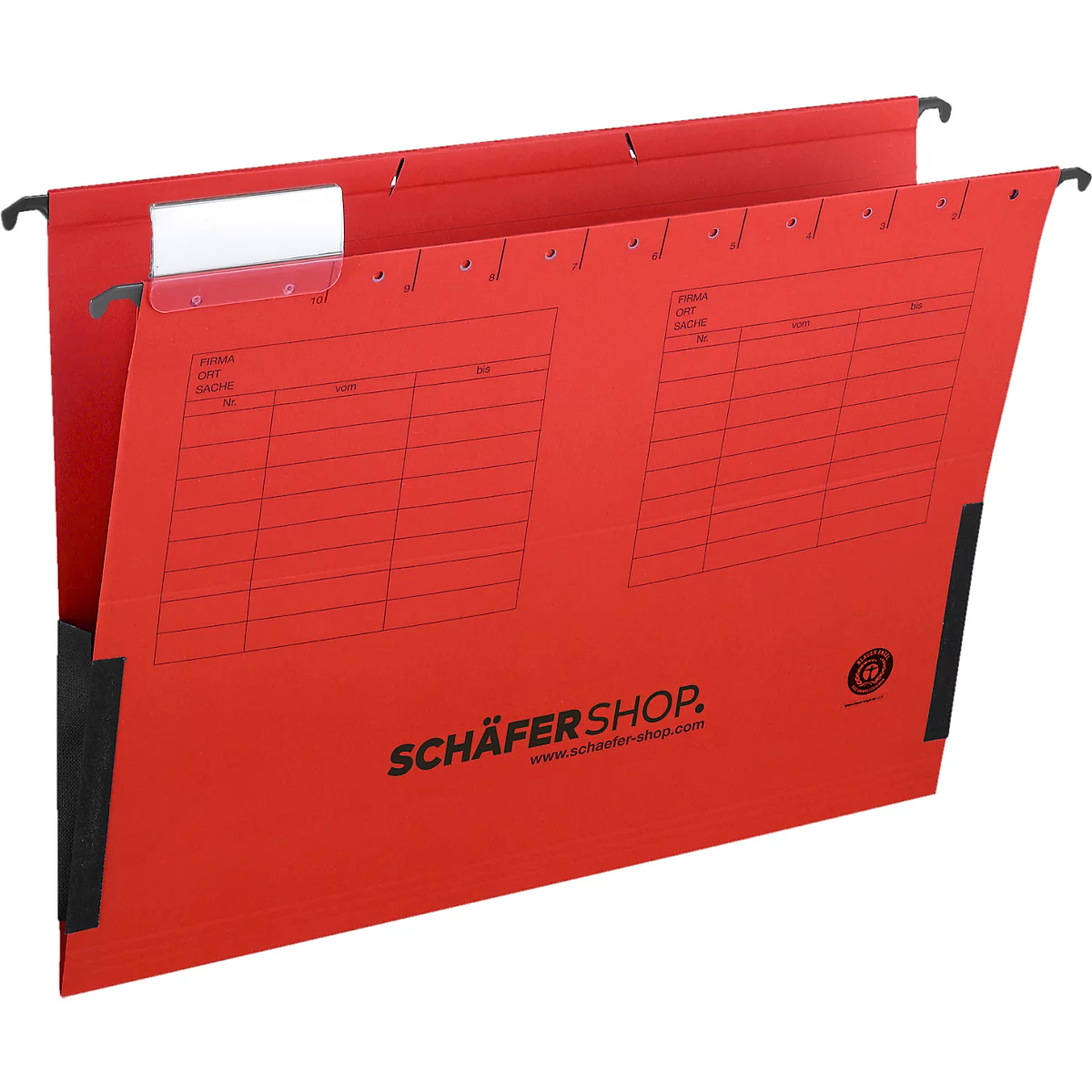 Schäfer Shop Select hangmappen, voor formaten tot A4, met soufflets aan de zijkant, rood