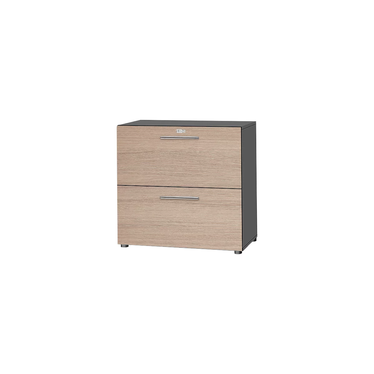 Schäfer Shop Select Hangmappenkast Start Off, 2 ordnerhoogten, afsluitbaar, B 800 x D 420 x H 744 mm, hout, grafiet/eiken