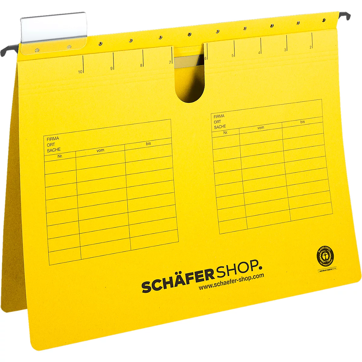 Schäfer Shop Select hangsnelhechters, voor formaten tot A4, hechtstrook bovenaan, geel