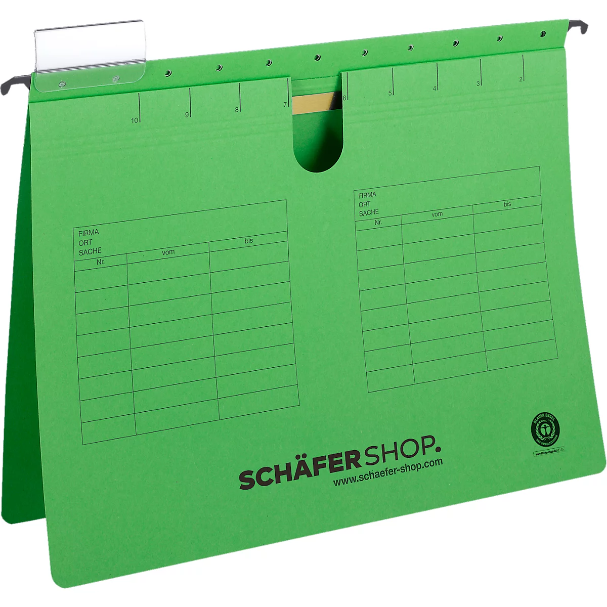 Schäfer Shop Select hangsnelhechters, voor formaten tot A4, hechtstrook bovenaan, groen