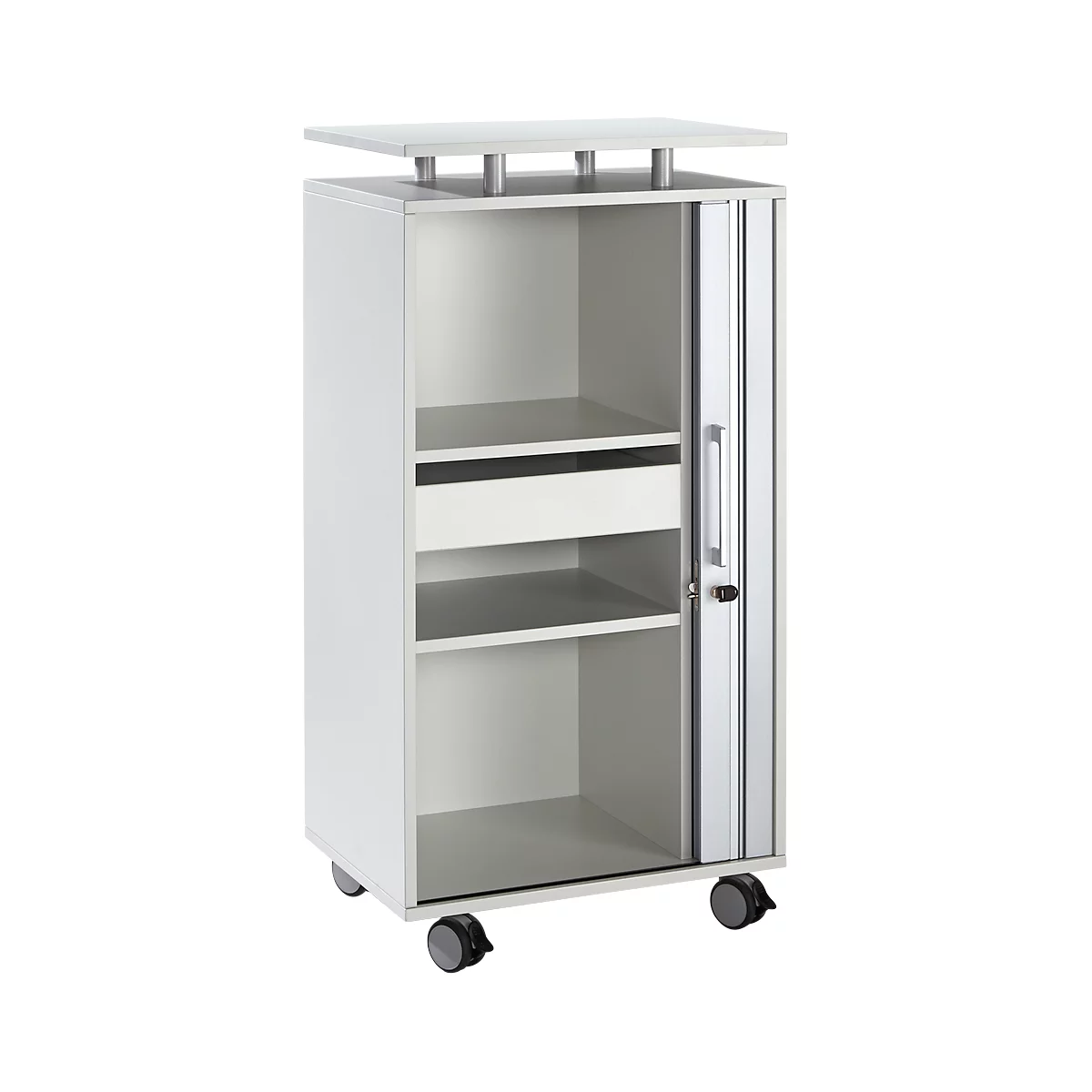 Schäfer Shop Select Hochcontainer, mit Rollen, abschließbar, B 600 x T 420 x H 1178 mm, lichtgrau