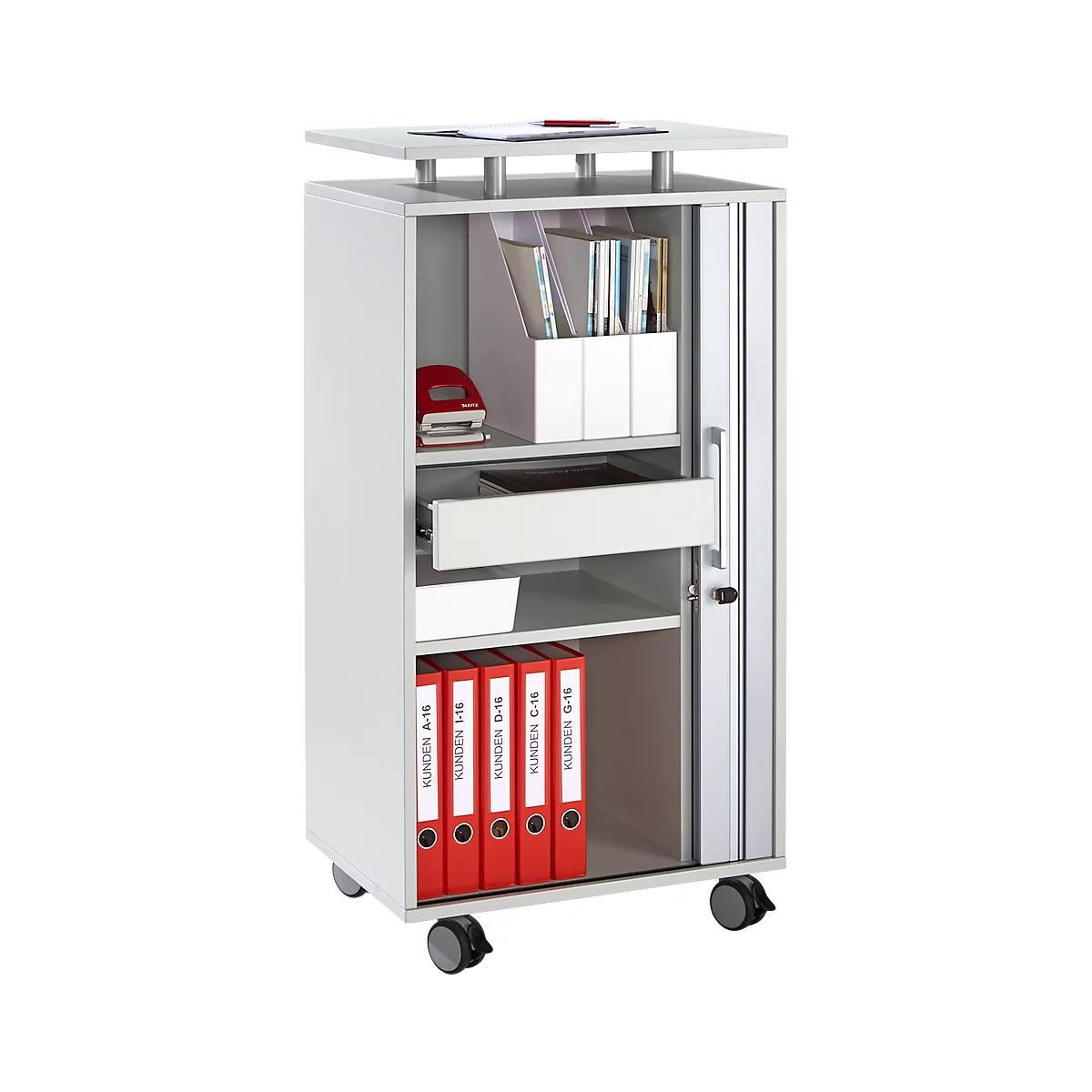 Schäfer Shop Select Hoge container, met wielen, vergrendelbaar, B 600 x D 420 x H 1178 mm, lichtgrijs