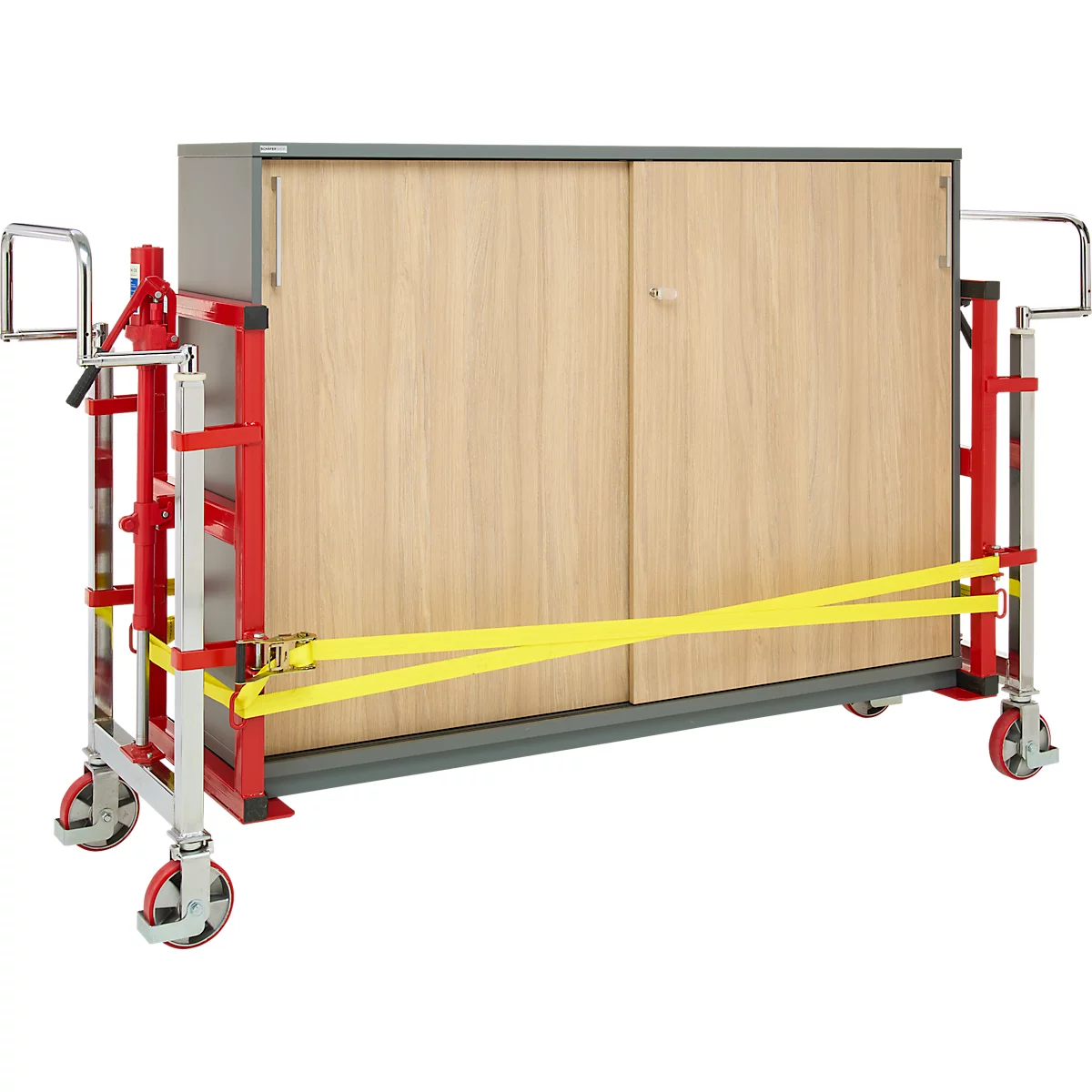 Schäfer Shop Select Hydraulischer Hubtransporter, Hubhöhe 100 mm, bis 1800 kg, Stahl, rot
