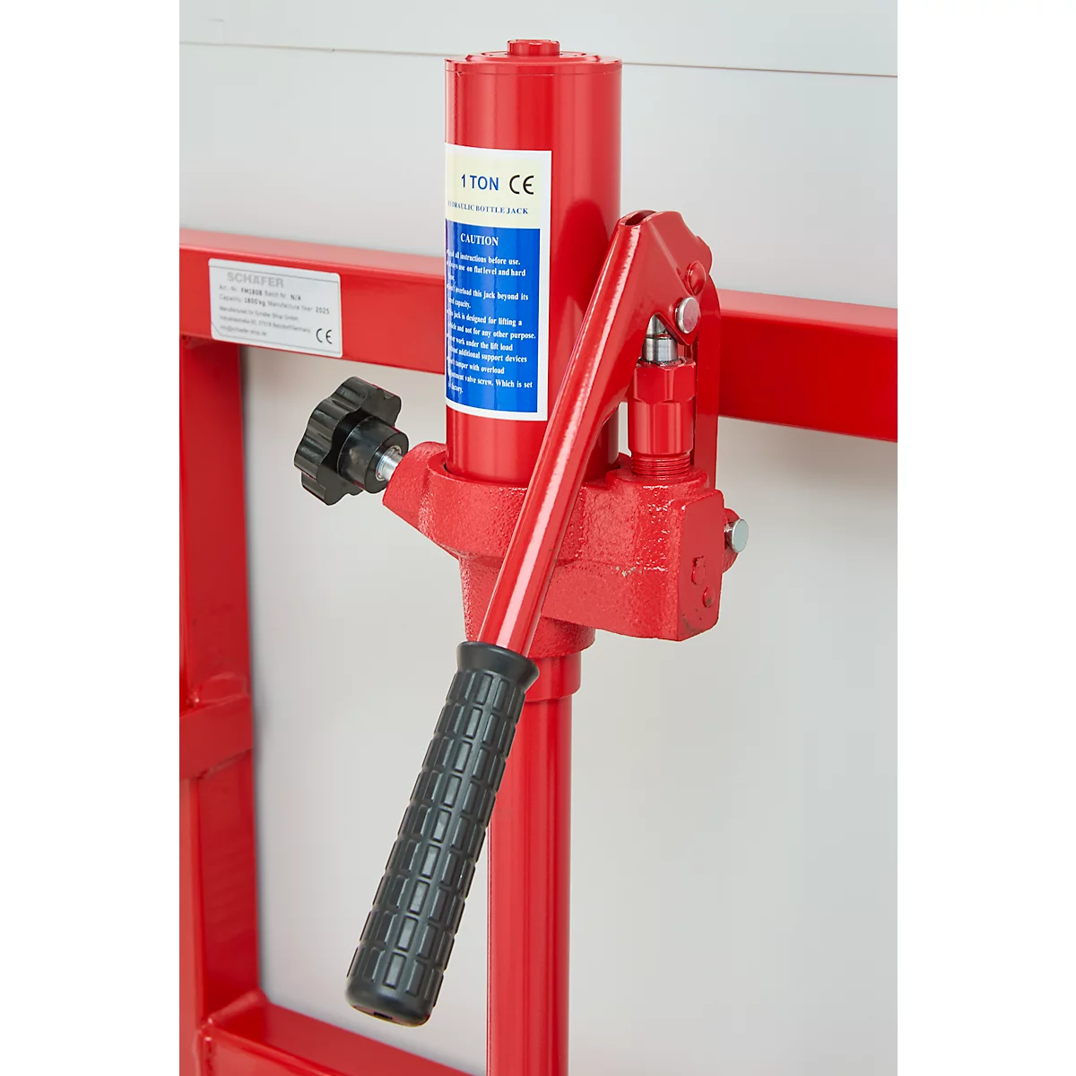 Schäfer Shop Select Hydraulischer Hubtransporter, Hubhöhe 100 mm, bis 1800 kg, Stahl, rot