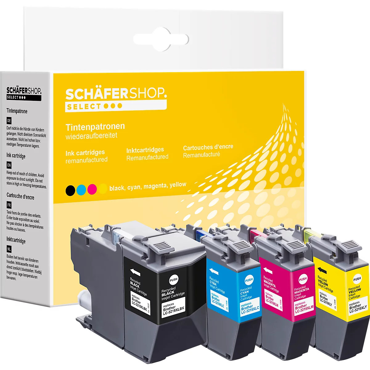 Schäfer Shop Select inktpatronen, vervangt Brother LC-3219 XL, Mixpack, zwart, cyaan, geel, magenta