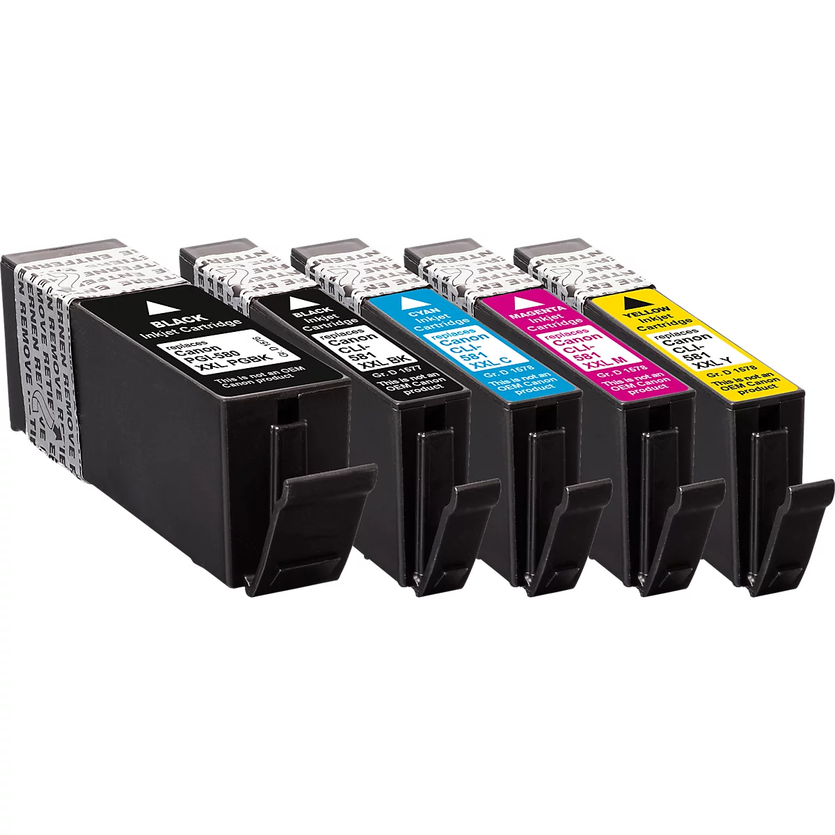 Schäfer Shop Select inktpatronen, vervangt Canon PGi-580XXL Bk/ CLi-581XXL, Mixpack, cyaan, magenta, geel, zwart gepigmenteerd, zwart