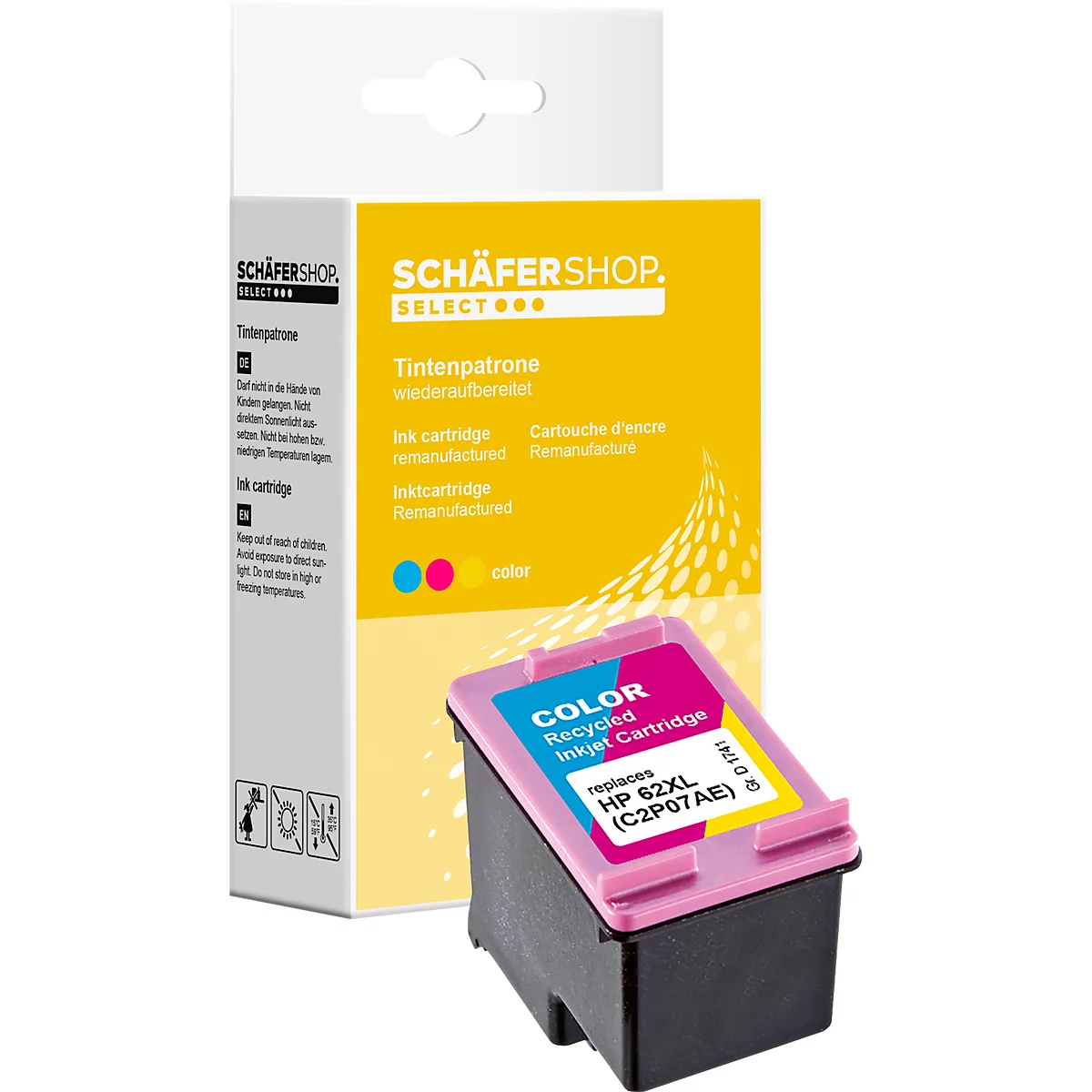 Schäfer Shop Select inktpatroon, vervangt HP 62 XL (C2P07AE), per stuk, Tri-Colour