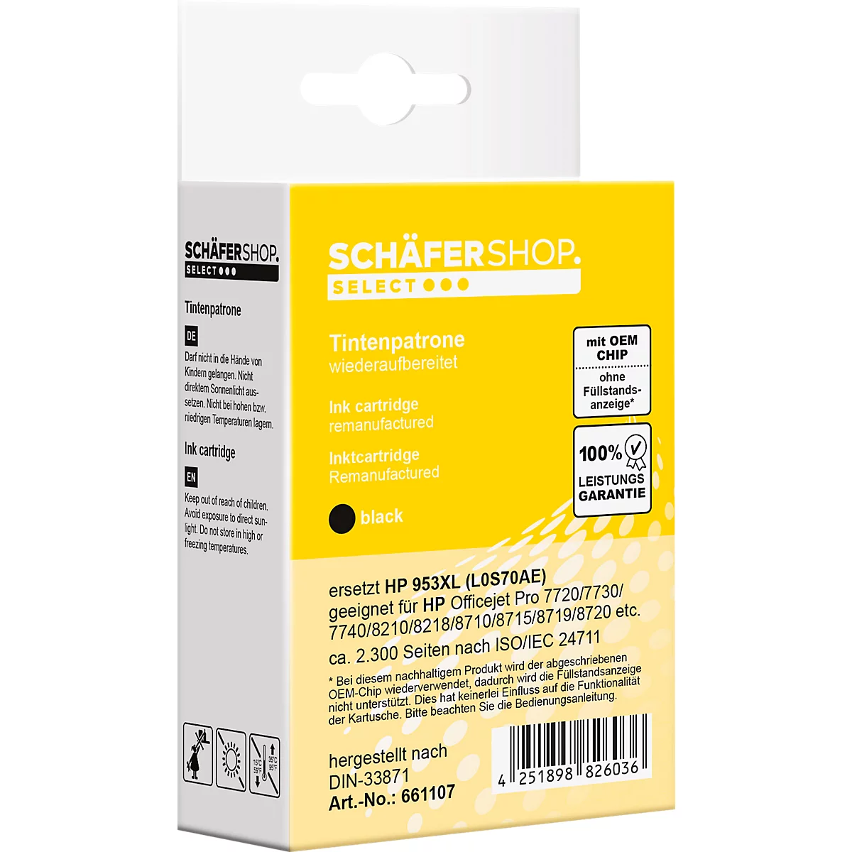 Schäfer Shop Select inktpatroon, vervangt HP-953XL (L0S70AE), tot 2300 pagina's, enkele verpakking, zwart