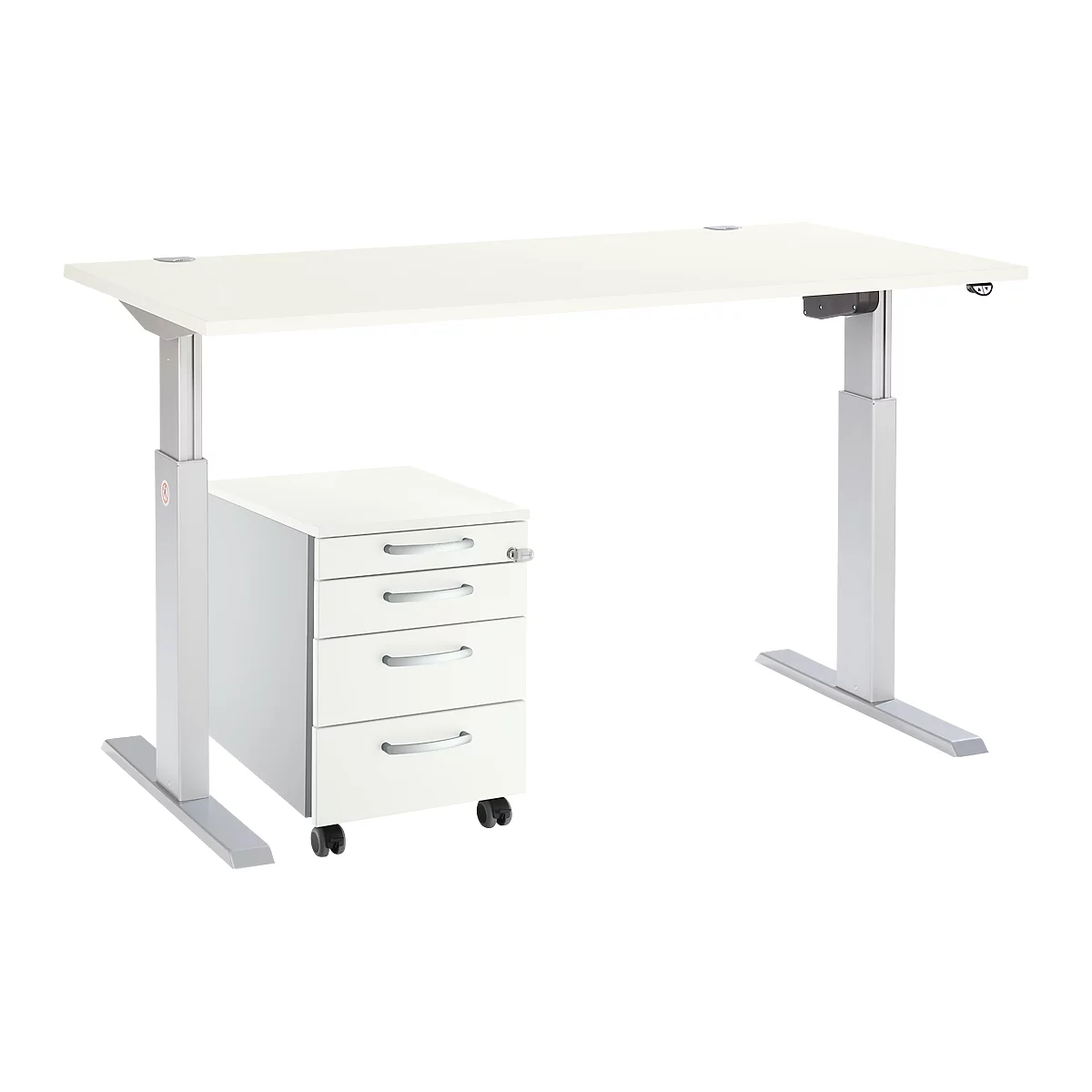 Schäfer Shop Select Juego completo de mesa y pedestal móvil ERGO-T, regulable en altura en una sola etapa, mesa W 1600 mm, 