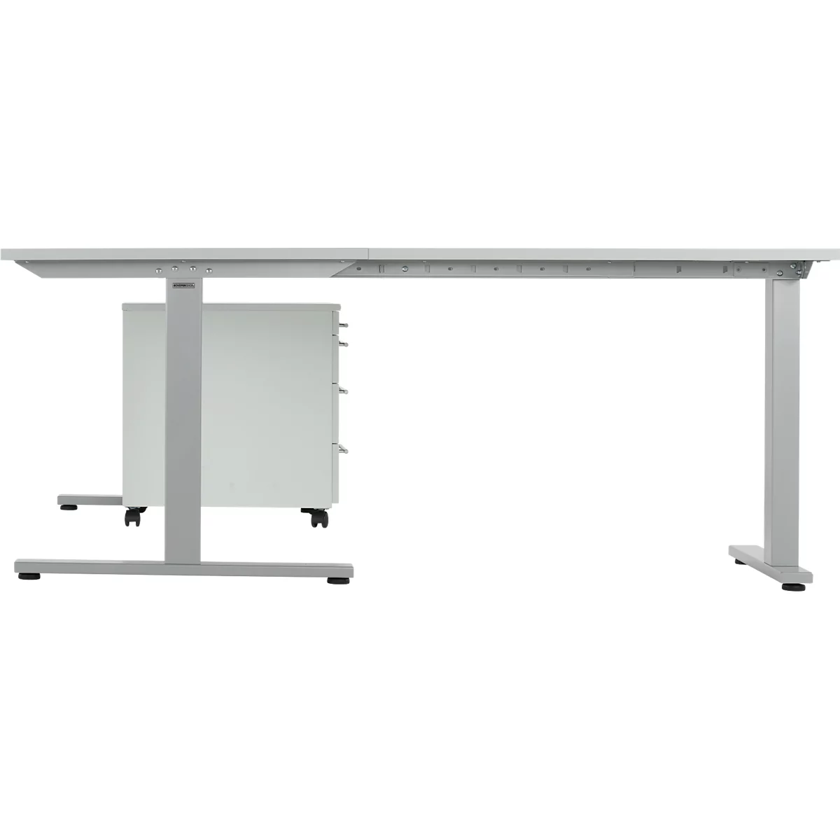 Schäfer Shop Select Juego de muebles de oficina de 3 piezas Escritorio Start Off, rectangular, pata en T, An 1800 x Pr 800 x Al 735 mm 