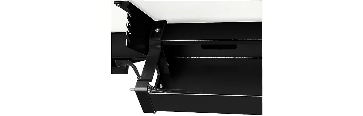 Schäfer Shop Select Kabelwanne Standard, für höhenverstellbare Schreibtische ab B 1400 mm, abklappbar, schwarz