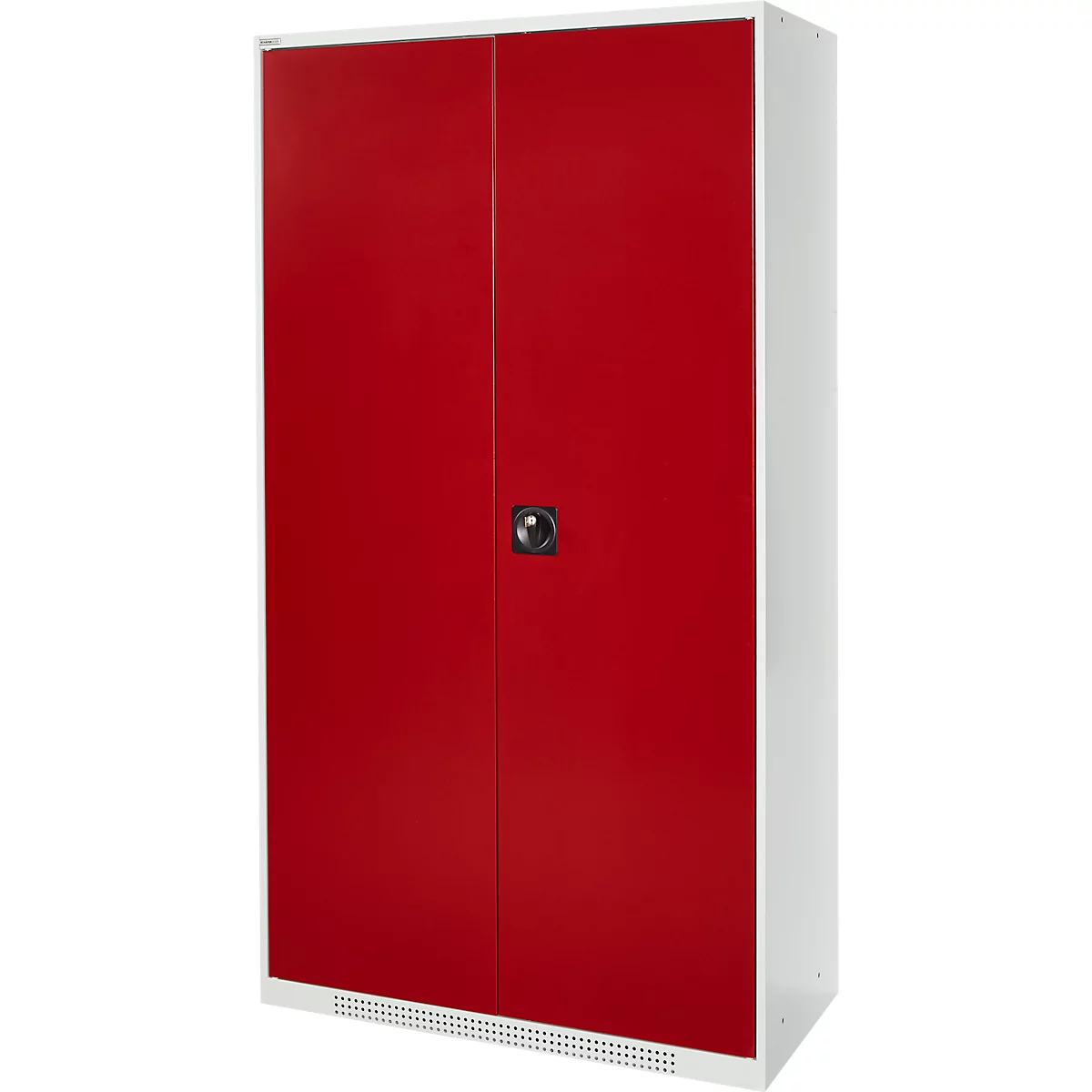Schäfer Shop Select kast voor gevaarlijke stoffen, voor olie enz., 2 x 60 l vaten en 8 x 20 l bussen, B 1055 x D 520 x H 1950 mm, lichtgrijs/robijnrood