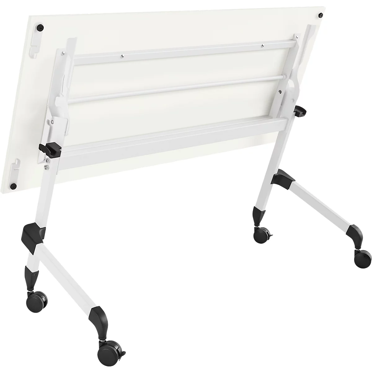 Schäfer Shop Select Klapptisch mit Rollen, Rechteck, Vierkantrohr, B 1400 x T 600 x H 720 mm, weiß/weiß