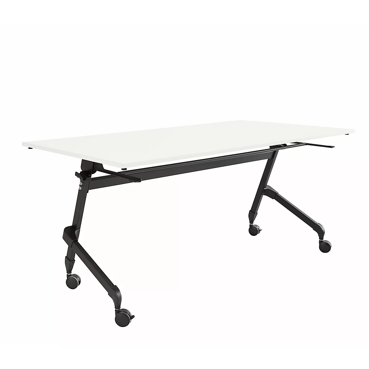 Schäfer Shop Select Klapptisch mit Rollen, Rechteck, Vierkantrohr, B 1600 x T 600 x H 720 mm, weiß/schwarz