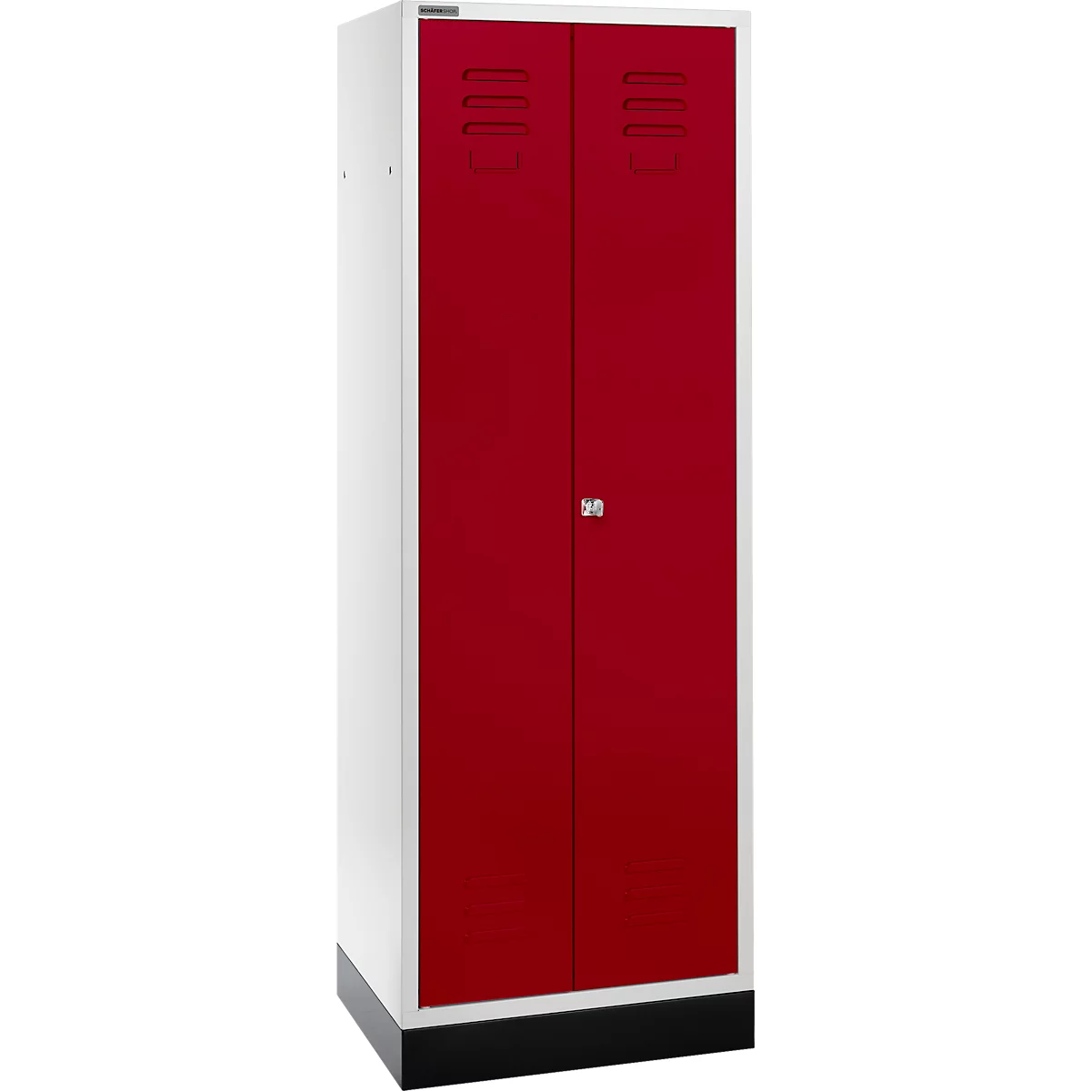 Schäfer Shop Select Kledinglocker, 2 deuren, met cilinderslot lichtgrijs/robijnrood