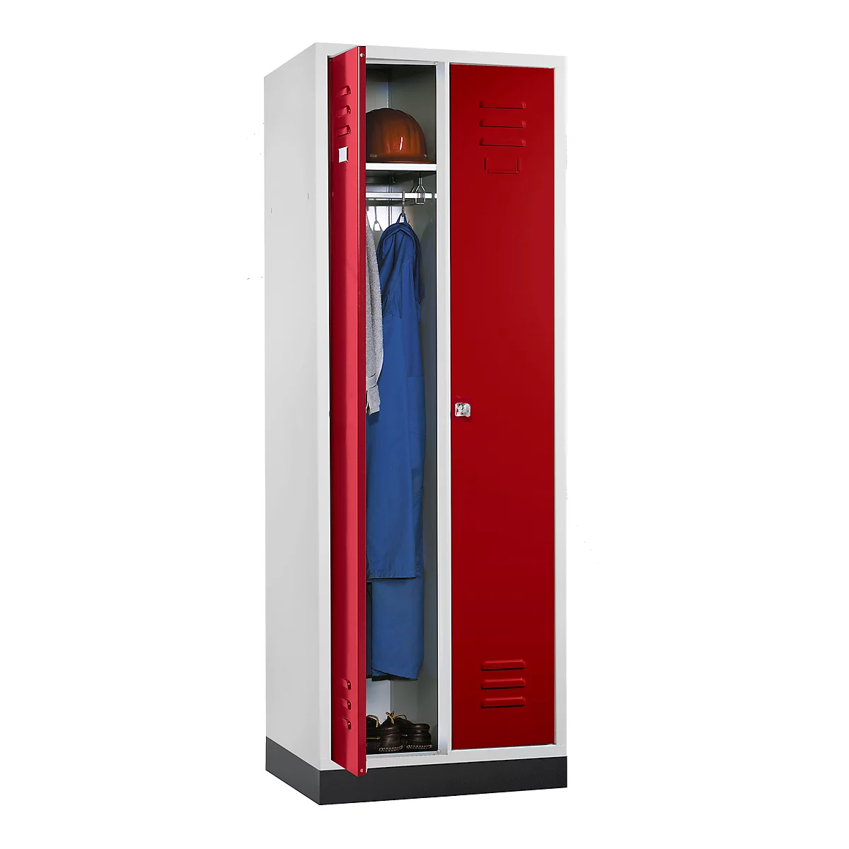 Schäfer Shop Select Kledinglocker, 2 deuren, met cilinderslot lichtgrijs/robijnrood