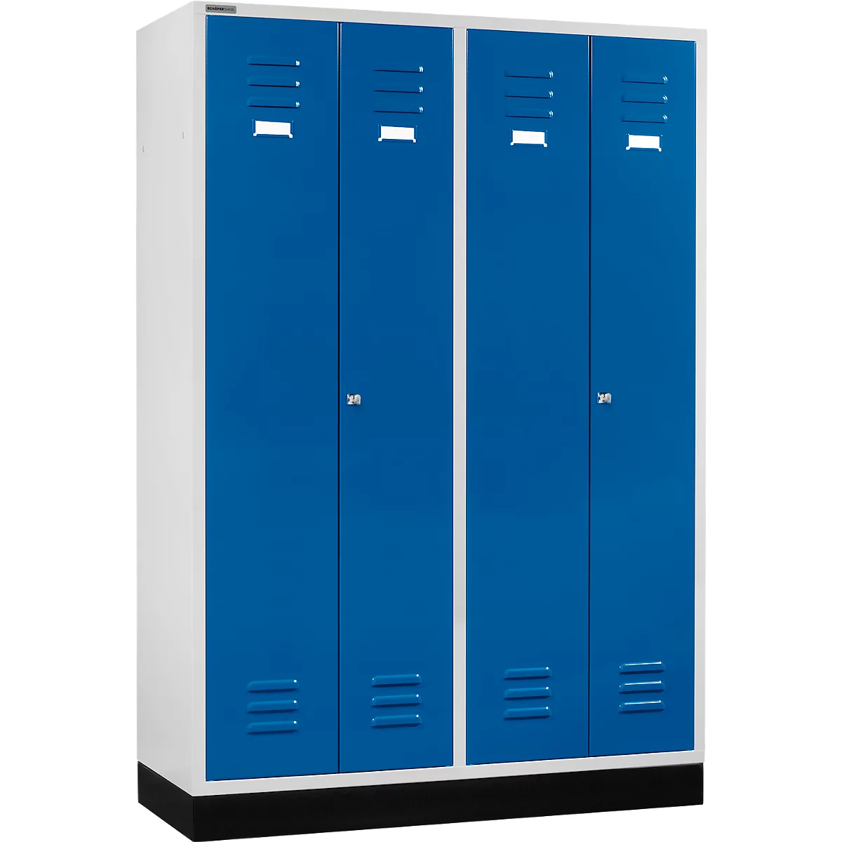 Schäfer Shop Select Kledinglocker, 4 deuren, met cilinderslot lichtgrijs/gentiaanblauw
