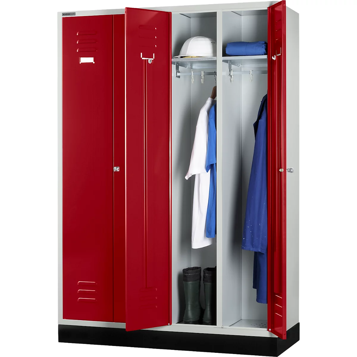 Schäfer Shop Select Kledinglocker, 4 deuren, met cilinderslot lichtgrijs/robijnrood
