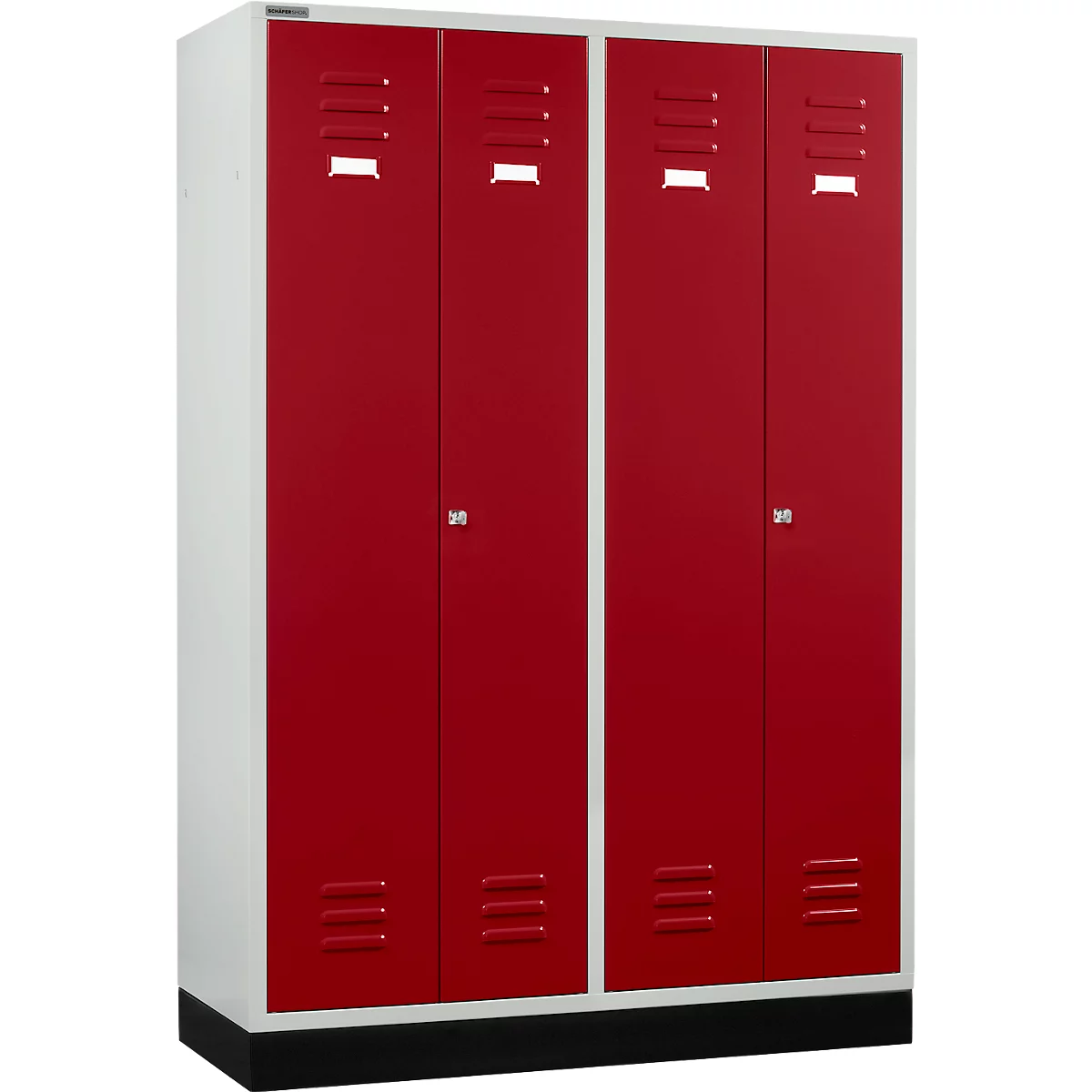 Schäfer Shop Select Kledinglocker, 4 deuren, met cilinderslot lichtgrijs/robijnrood