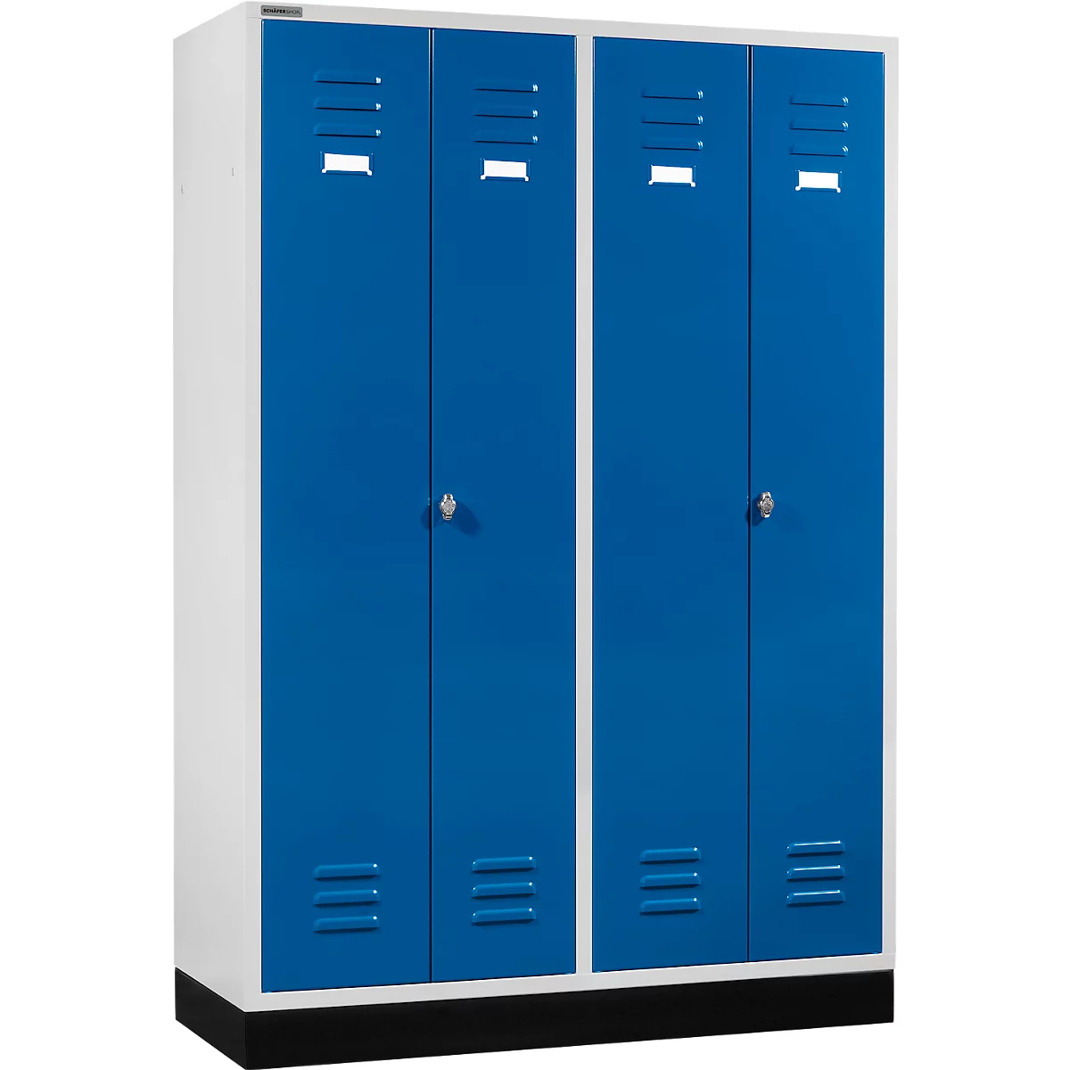 Schäfer Shop Select Kledinglocker, 4 deuren, met draaigrendelslot, lichtgrijs/gentiaanblauw