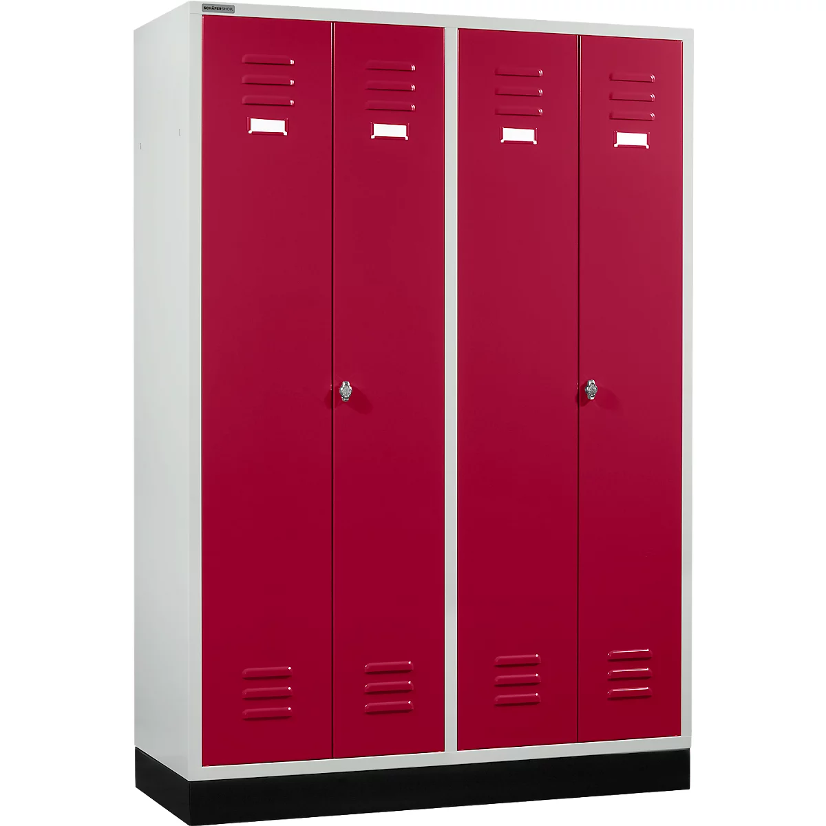 Schäfer Shop Select Kledinglocker, 4 deuren, met draaigrendelslot, lichtgrijs/robijnrood