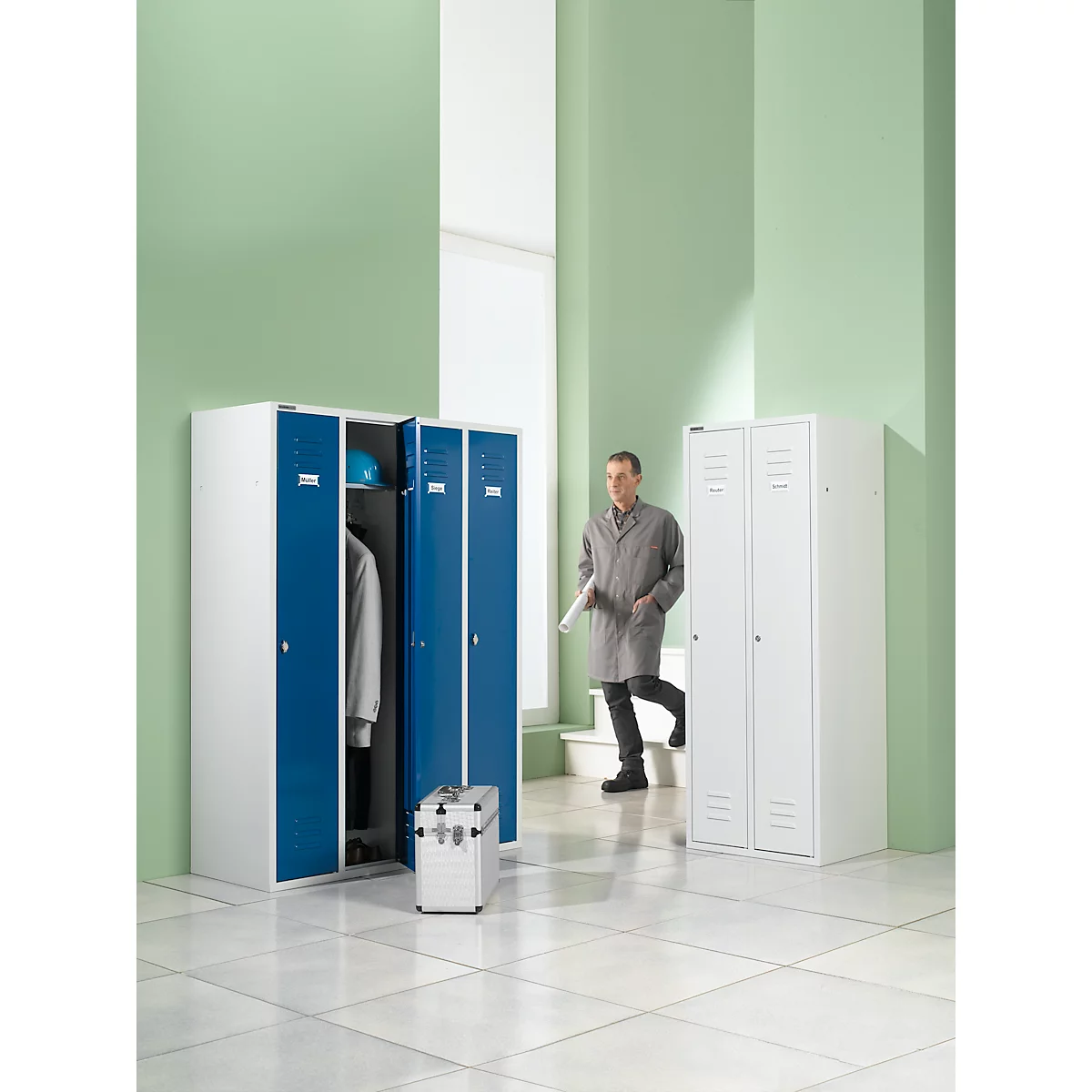 Schäfer Shop Select Kledinglocker met 2 compartimenten, draaigrendelslot, lichtgrijs/lichtgrijs