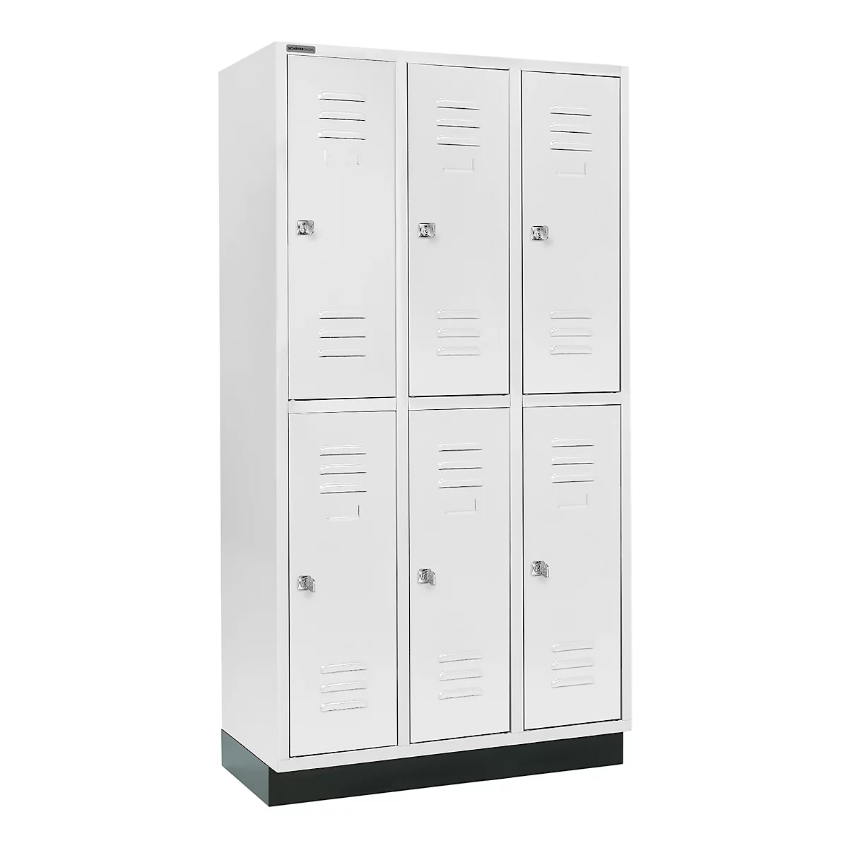 Schäfer Shop Select Kledinglocker, met 3 x 2 compartimenten, 300 mm, met fitting, cilinderslot, deur lichtgrijs