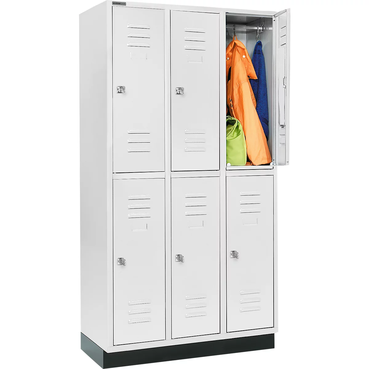 Schäfer Shop Select Kledinglocker, met 3 x 2 compartimenten, 300 mm, met fitting, cilinderslot, deur lichtgrijs