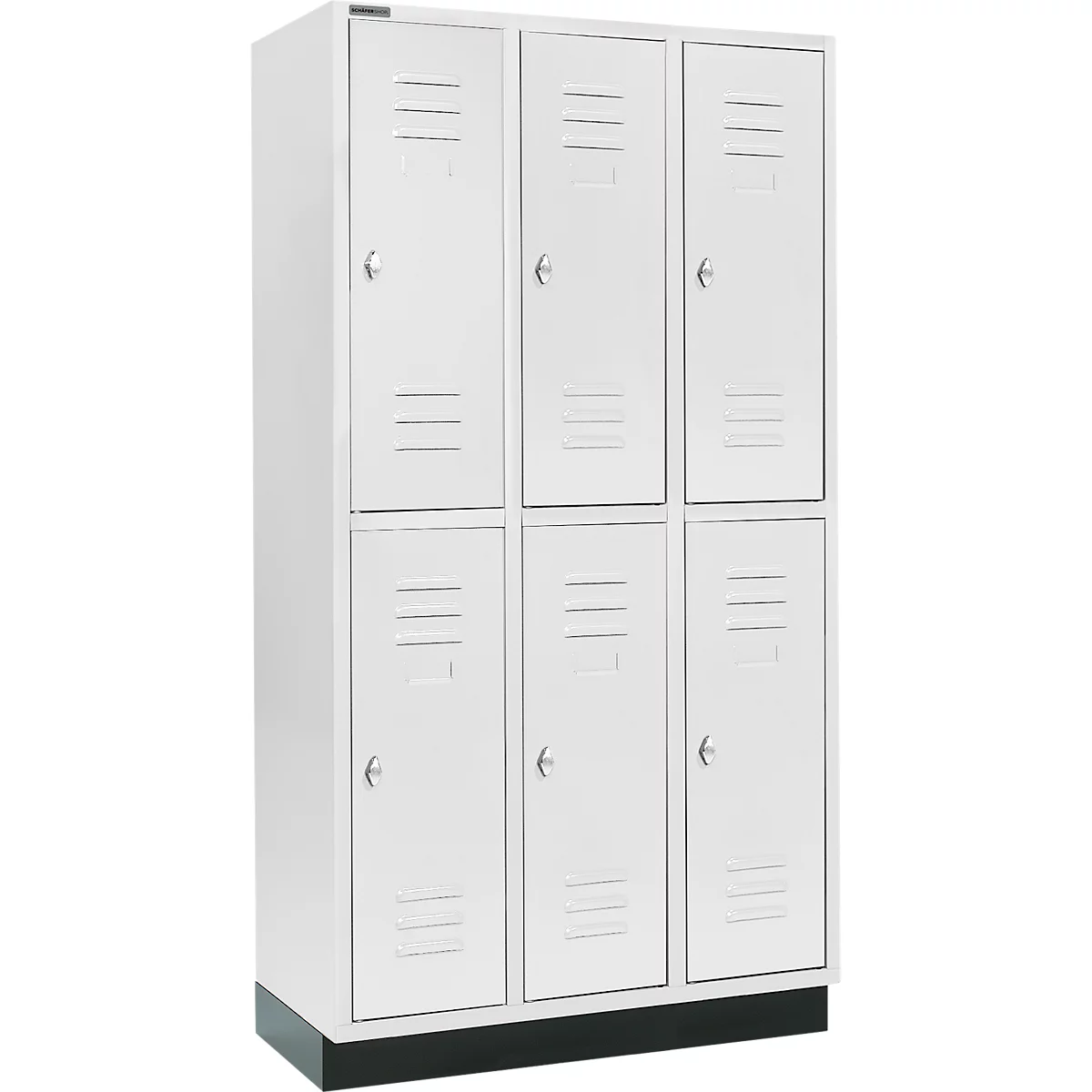 Schäfer Shop Select Kledinglocker, met 3 x 2 compartimenten, 300 mm, met fitting, draaigrendelslot, deur lichtgrijs