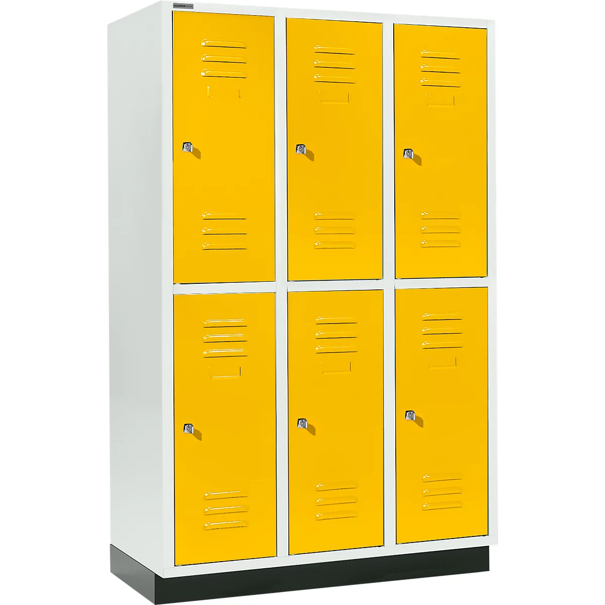 Schäfer Shop Select Kledinglocker, met 3 x 2 compartimenten, 400 mm, met fitting, cilinderslot, Deur koolzaadgeel