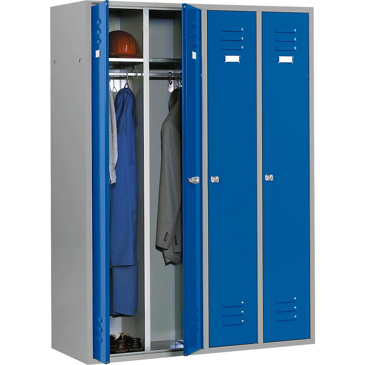 Schäfer Shop Select Kledinglocker met 4 compartimenten, cilinderslot, licht zilver/gentiaanblauw