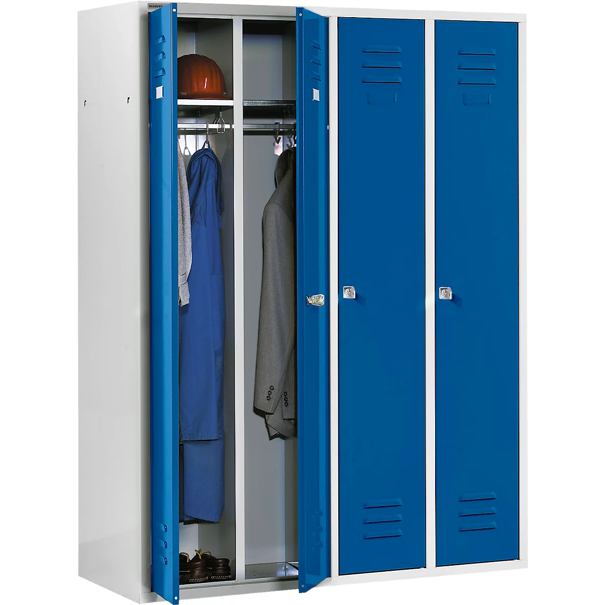 Schäfer Shop Select Kledinglocker met 4 compartimenten, cilinderslot, lichtgrijs/gentiaanblauw