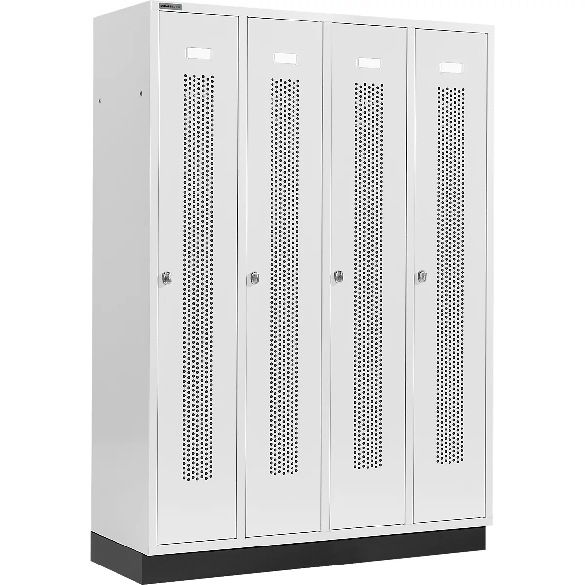 Schäfer Shop Select Kledinglocker met geperforeerde lijnen, 4 compartimenten, met fitting, draaigrendelslot, deur lichtgrijs