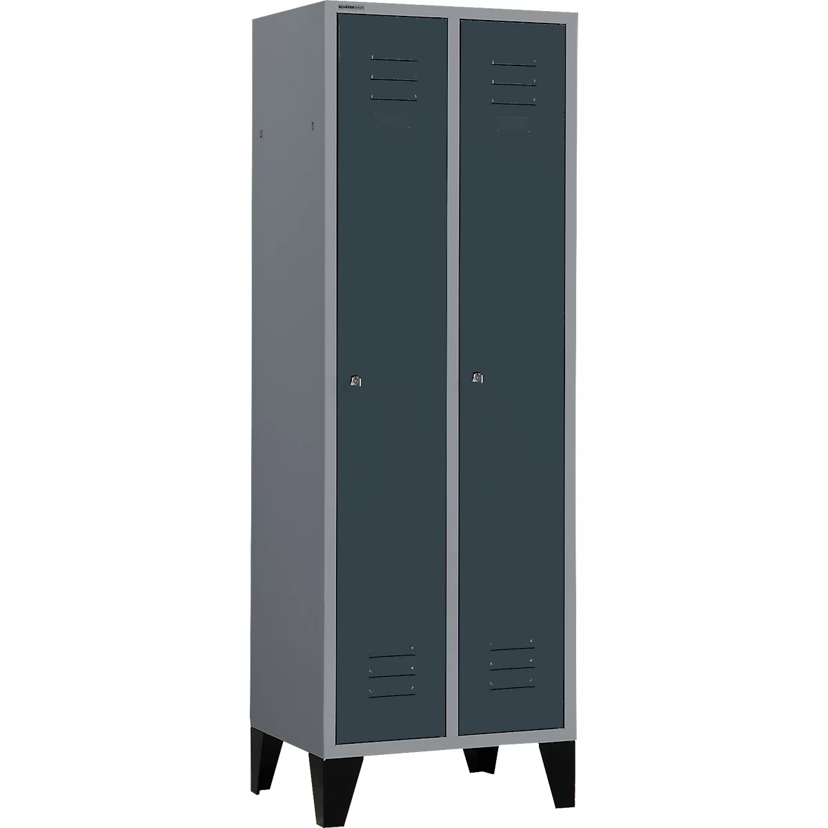 Schäfer Shop Select Kledinglocker met poten, cilinderslot, licht zilver/antraciet