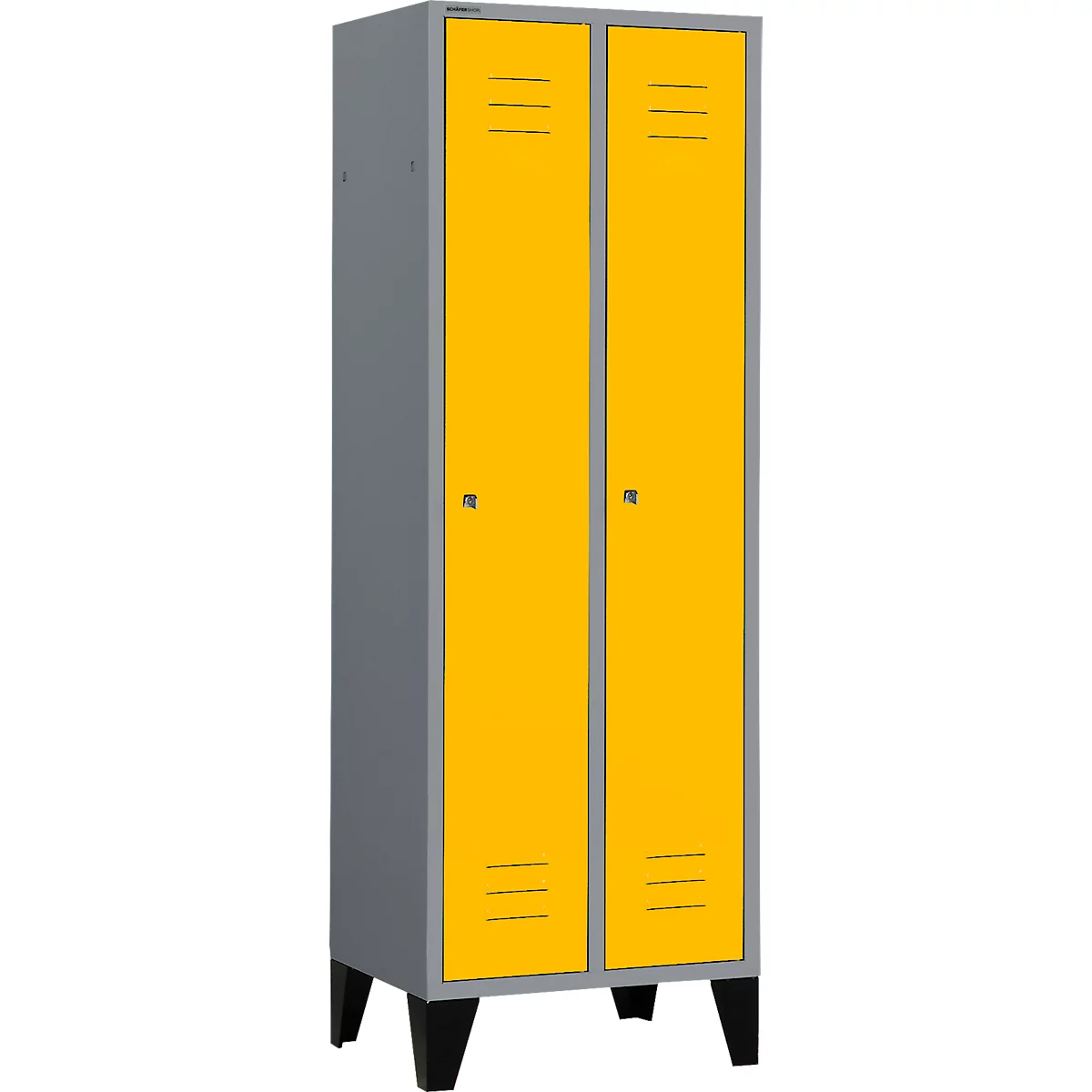 Schäfer Shop Select Kledinglocker met poten, cilinderslot, licht zilver/geel