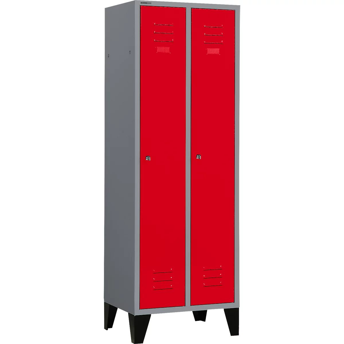 Schäfer Shop Select Kledinglocker met poten, cilinderslot, licht zilver/rood